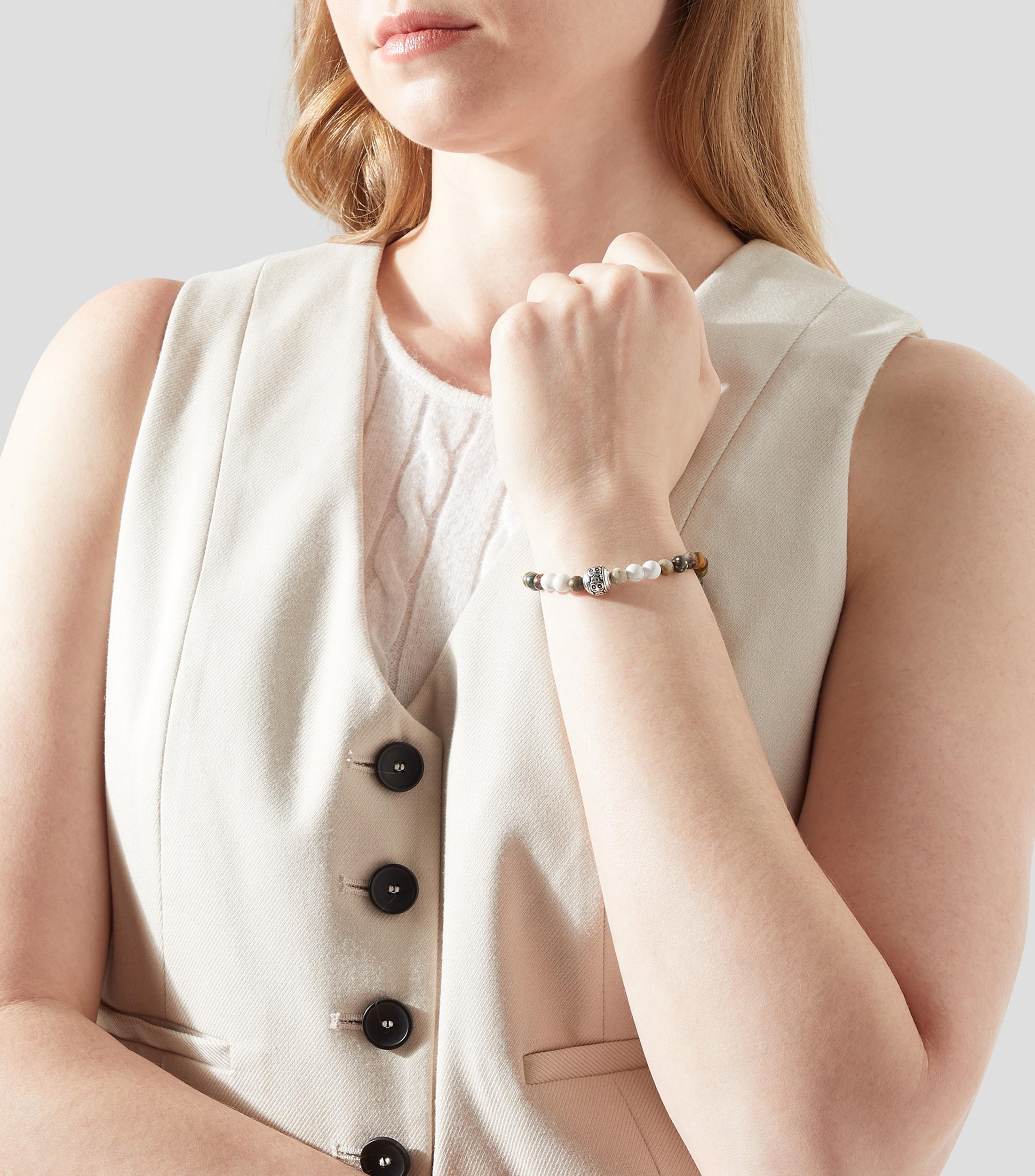 Pulsera elastica con agata Mujer