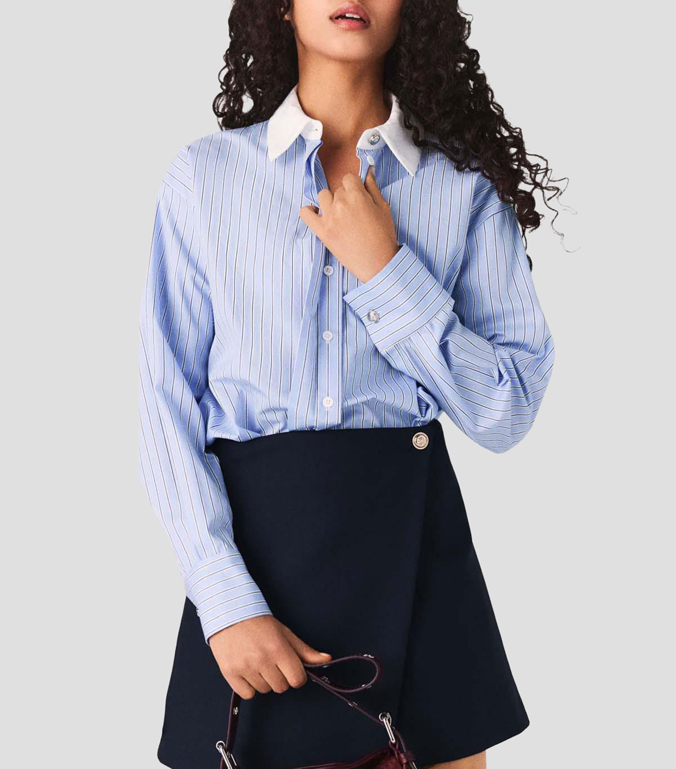 Vestido corto 2 en 1 manga larga con rayas Mujer