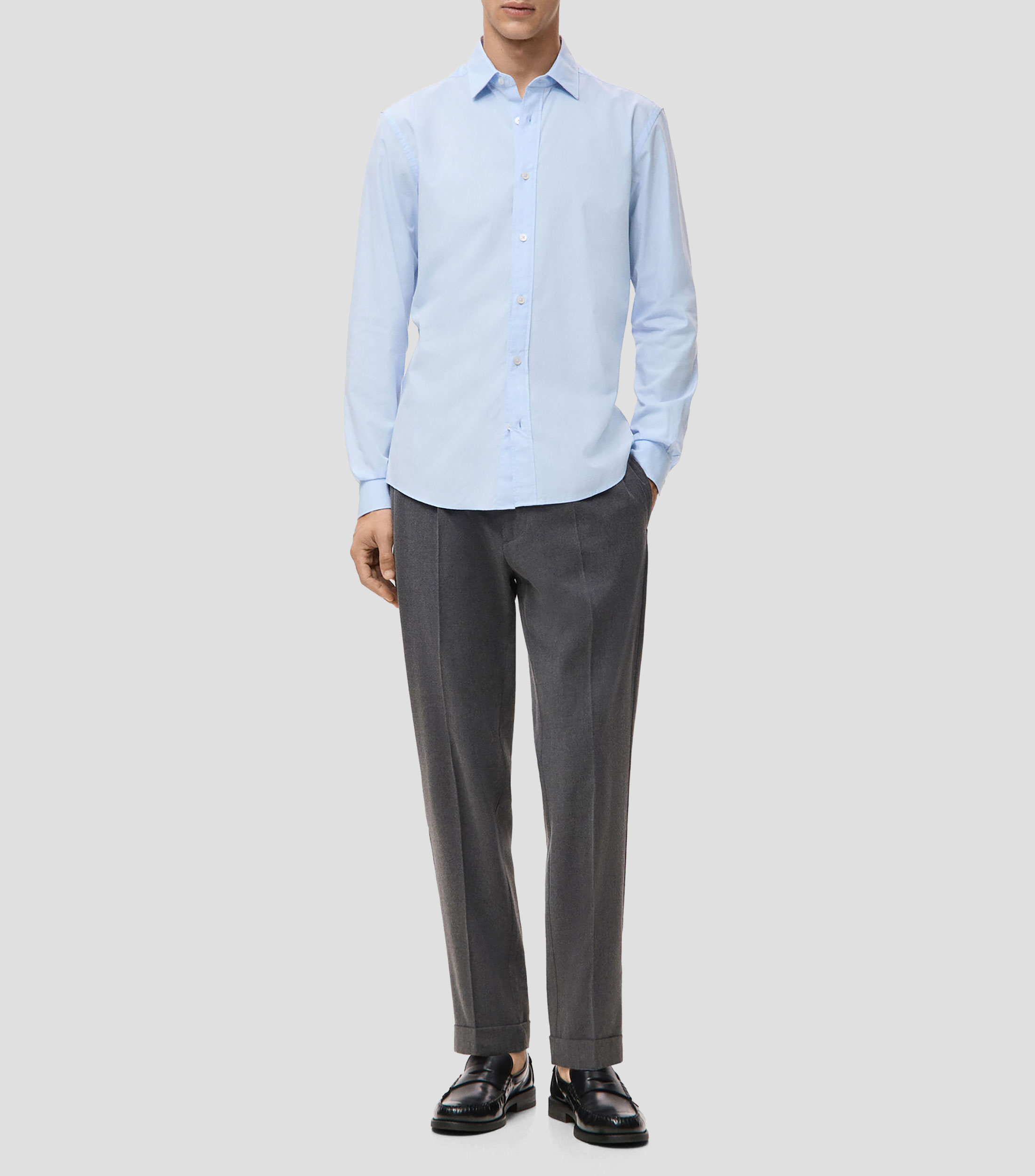 Camisa lisa de manga larga Hombre
