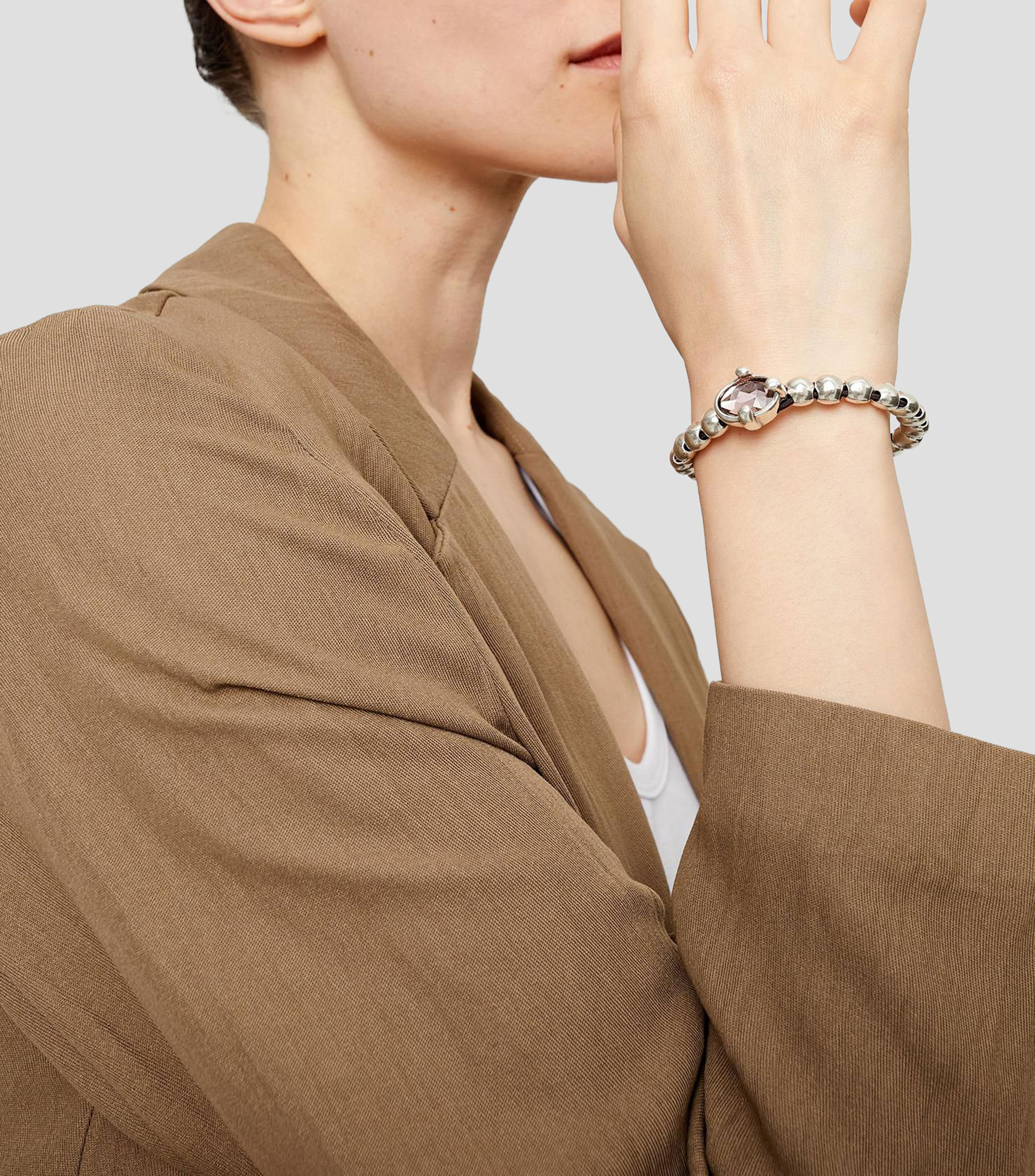 Pulsera con incrustación de cristal rosa Mujer
