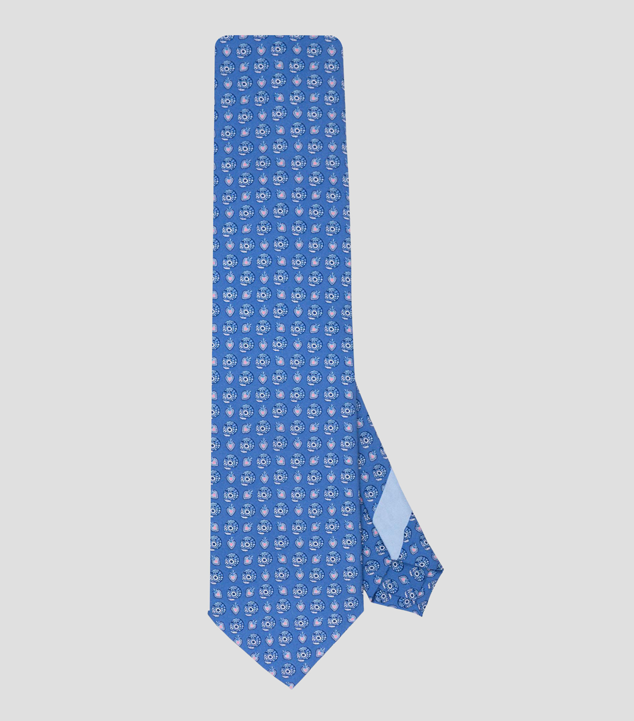Corbata ancha en seda azul Día de Muertos Calaverita