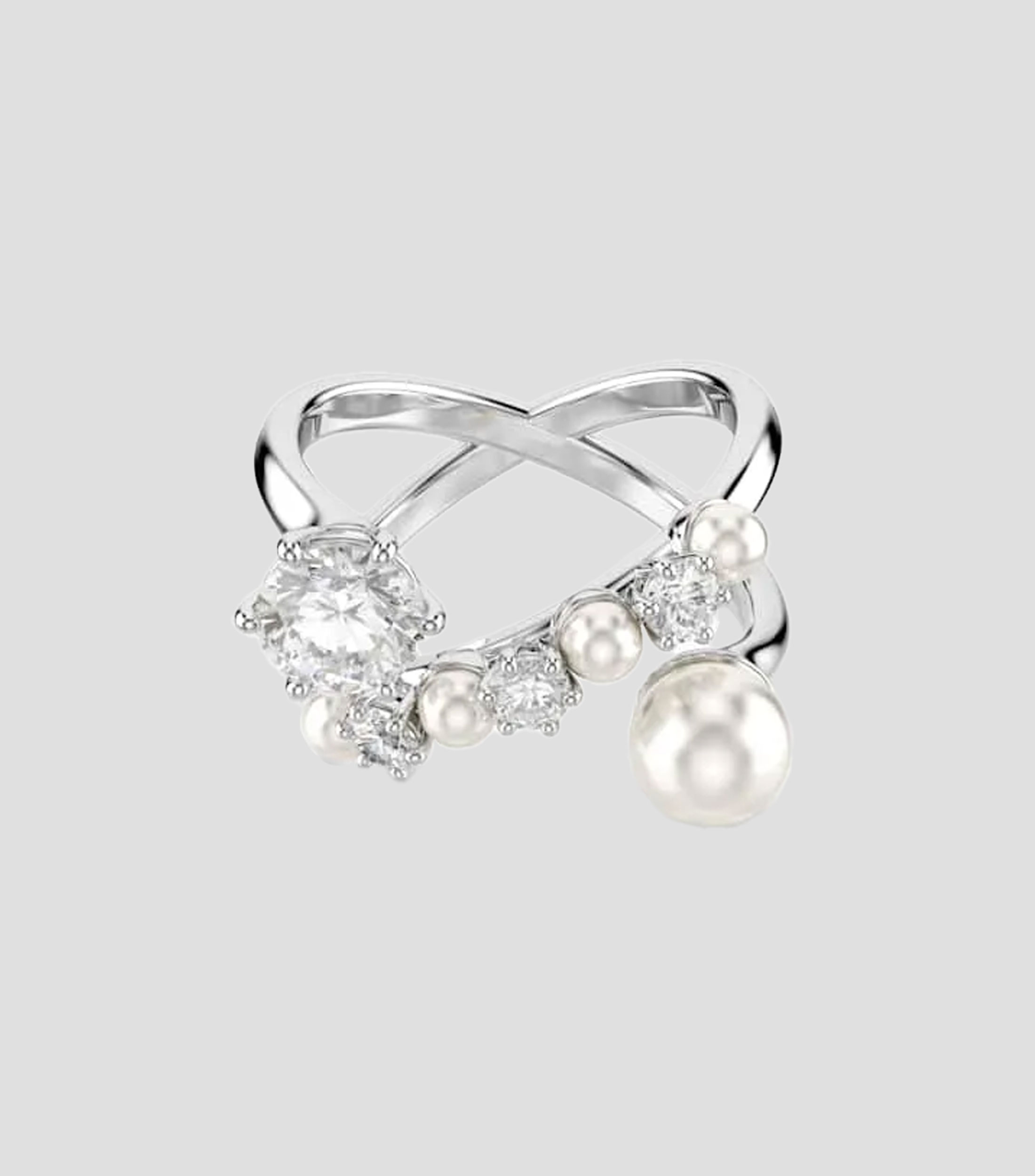 Anillo Matrix con cristales y perla Mujer