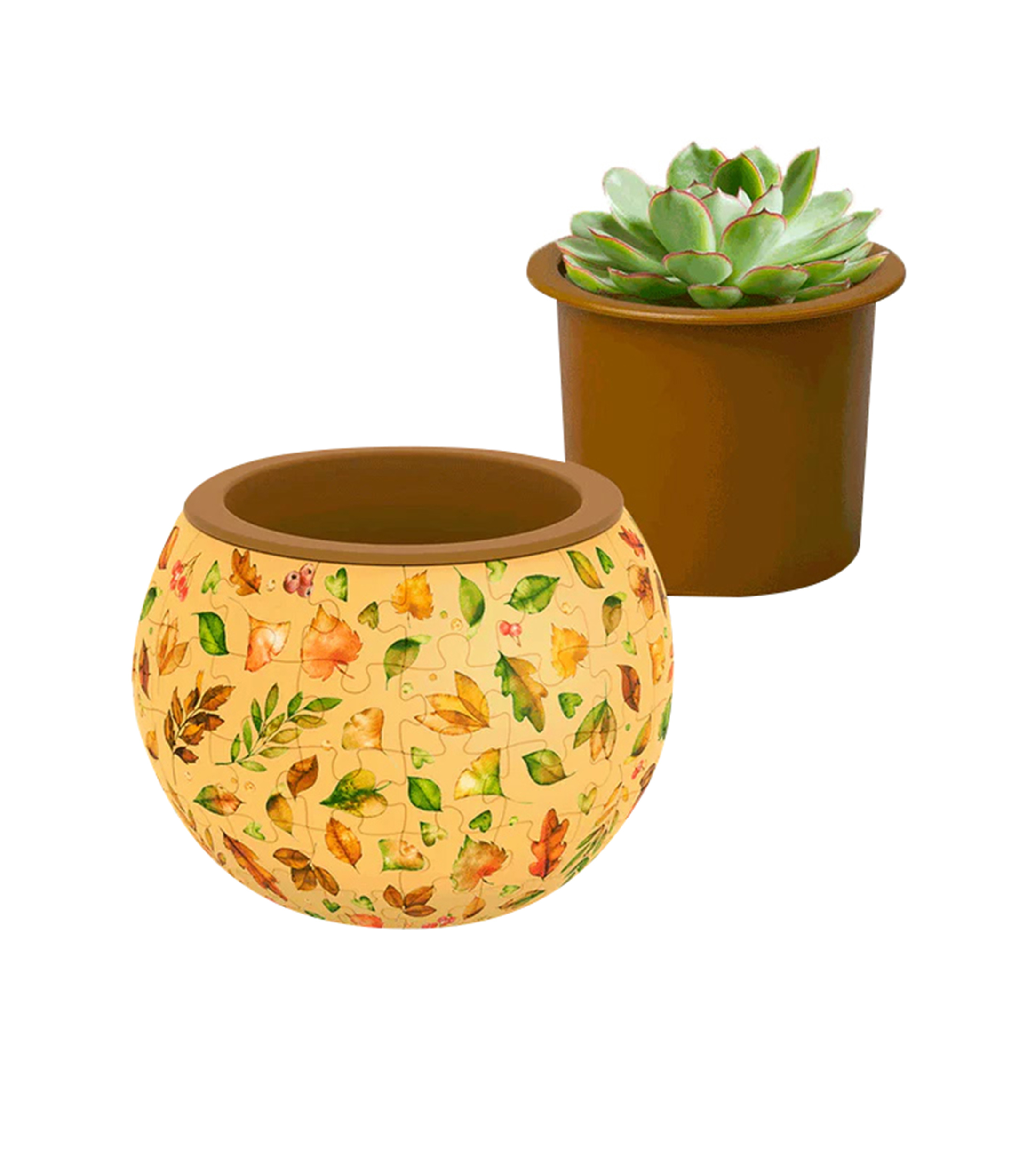 Maceta Rompecabezas 3D Verde Elegante