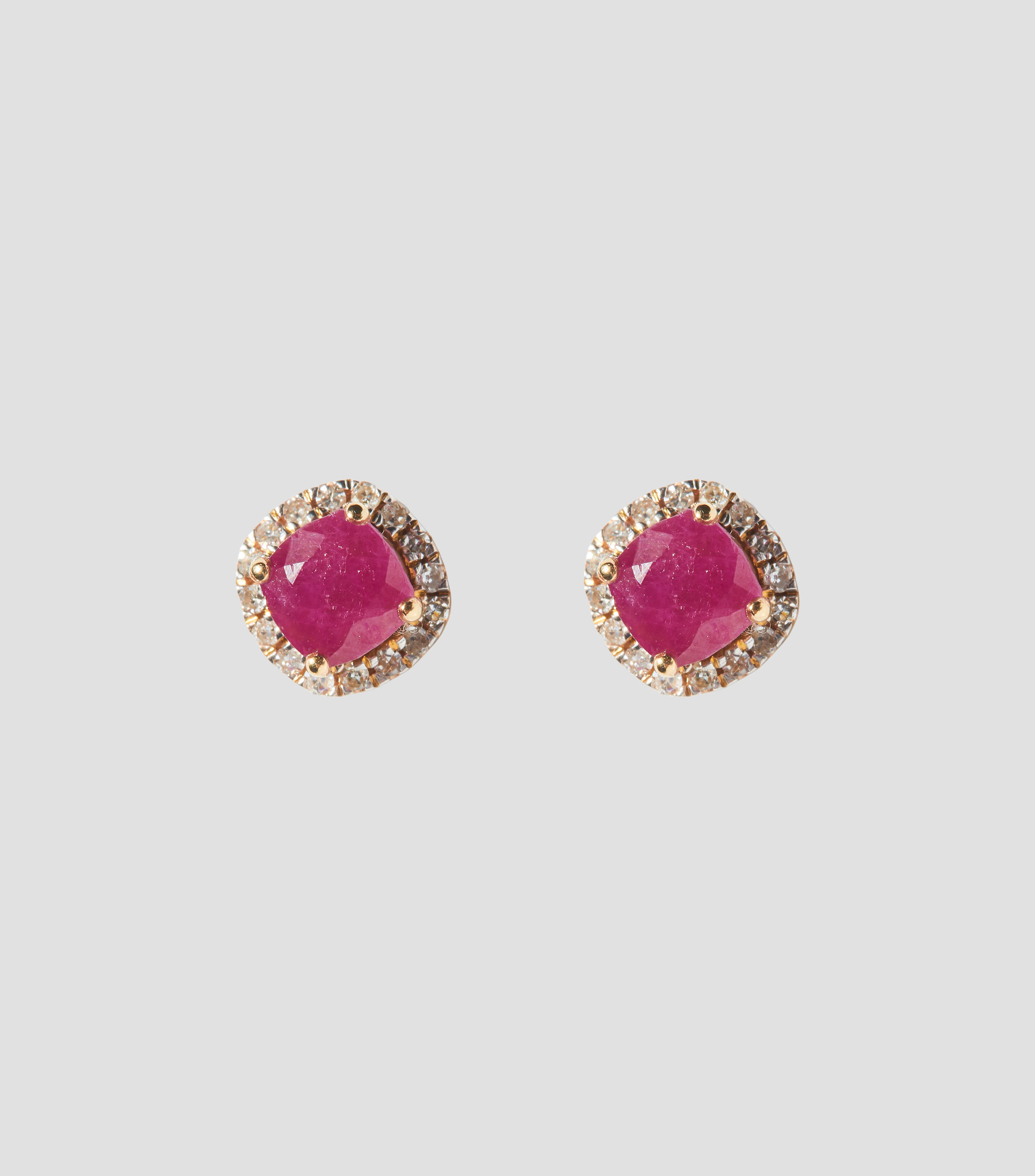 Aretes en oro de 14 kilates con rubí Mujer