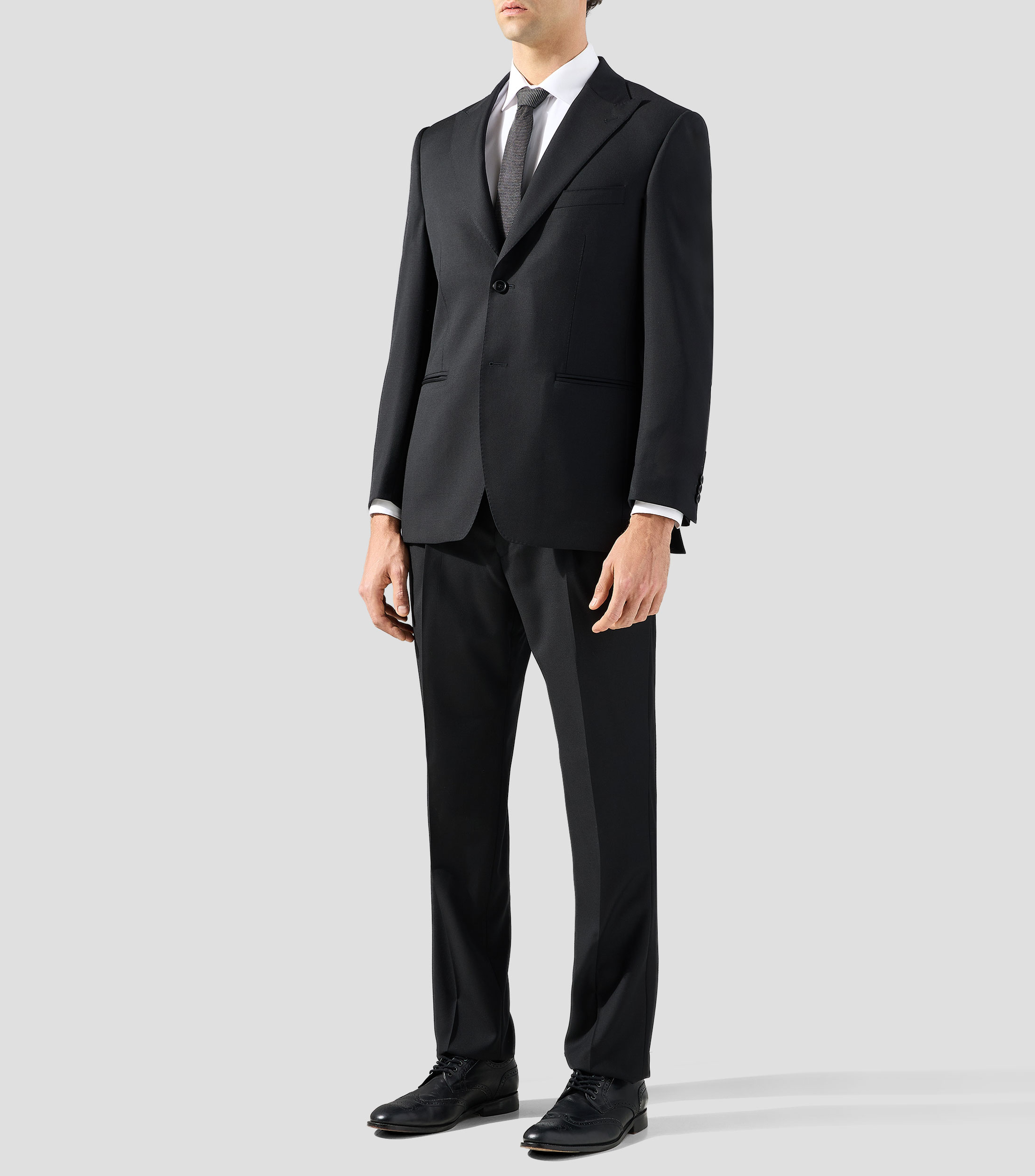 Traje de corte slim en lana liso Hombre