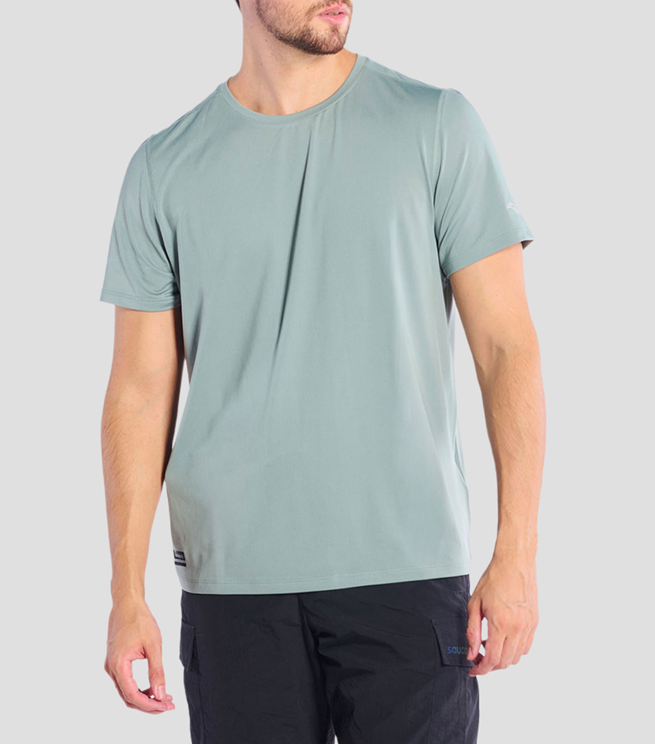 Playera para correr Endorphin cuello redondo manga corta con microdiseños Hombre