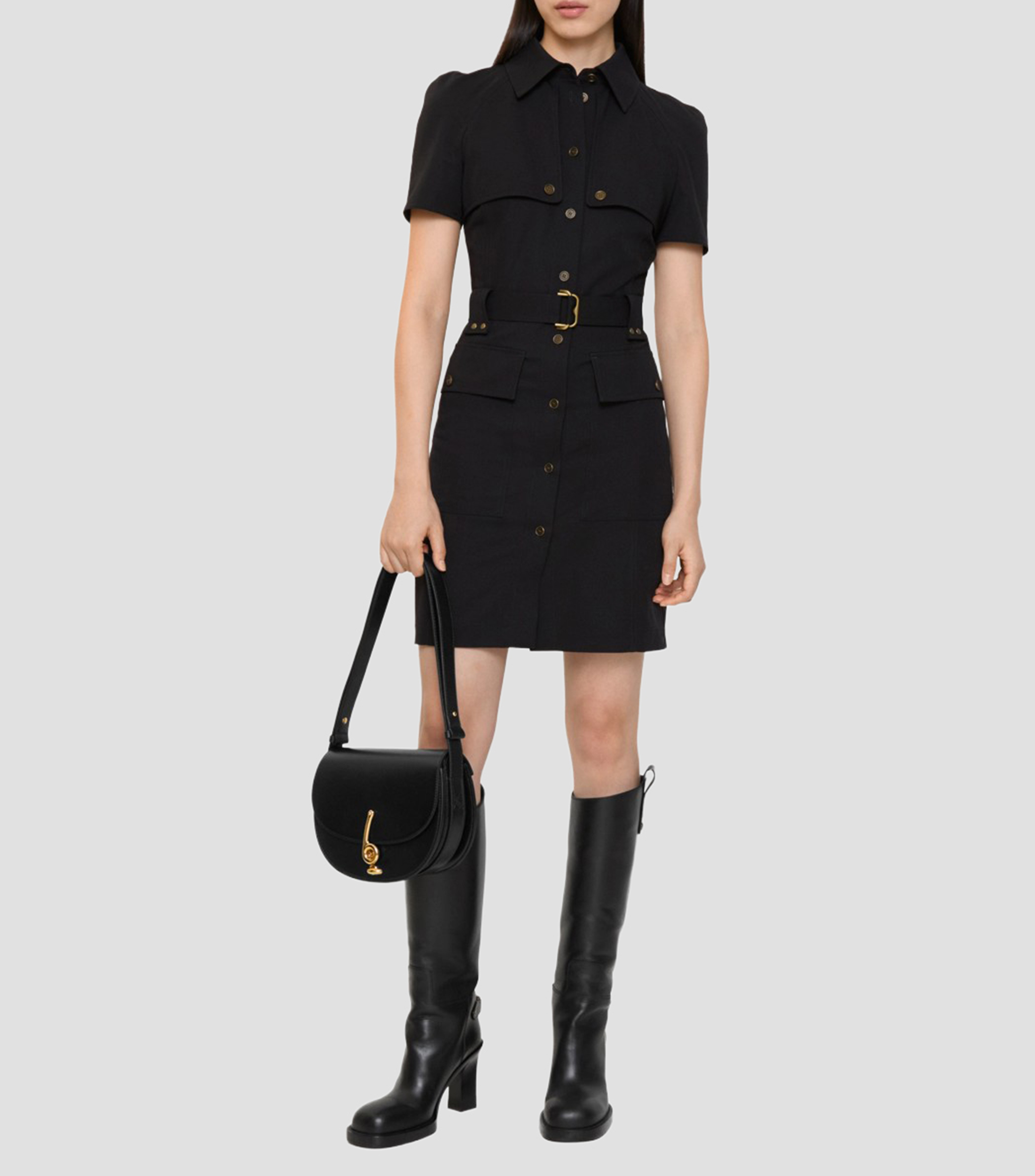 Vestido mini estilo trench coat liso Mujer