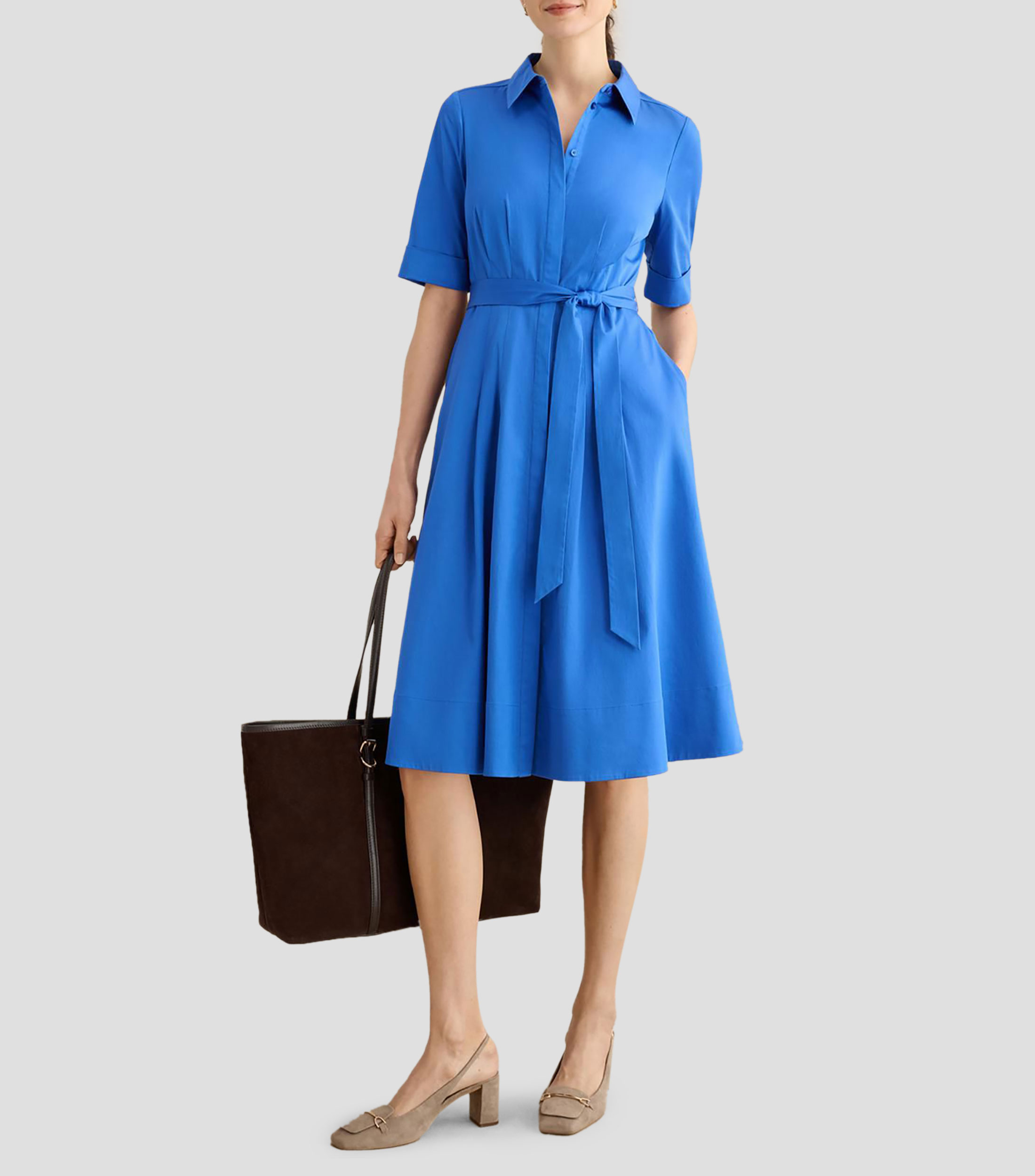 Vestido midi liso Brigitta French Mujer