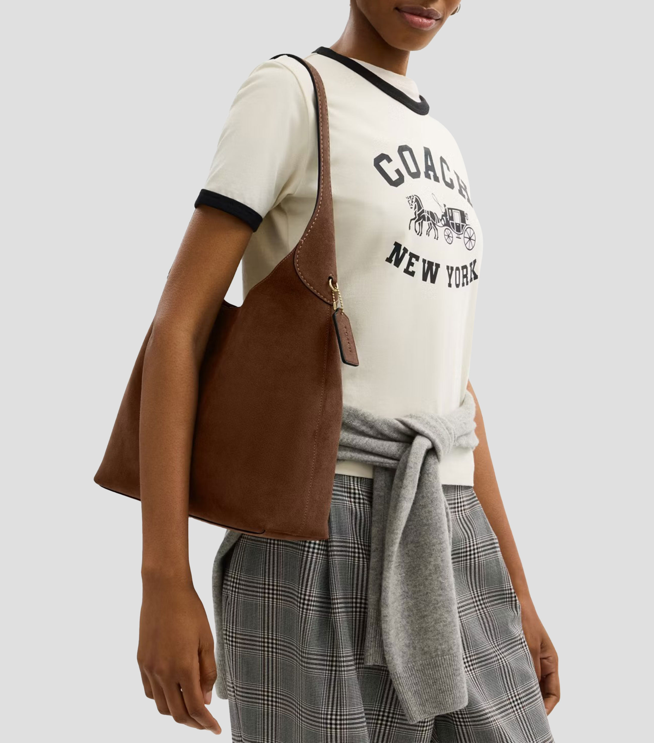 Bolsa shoulder café en piel Brooklyn 34 lisa Mujer