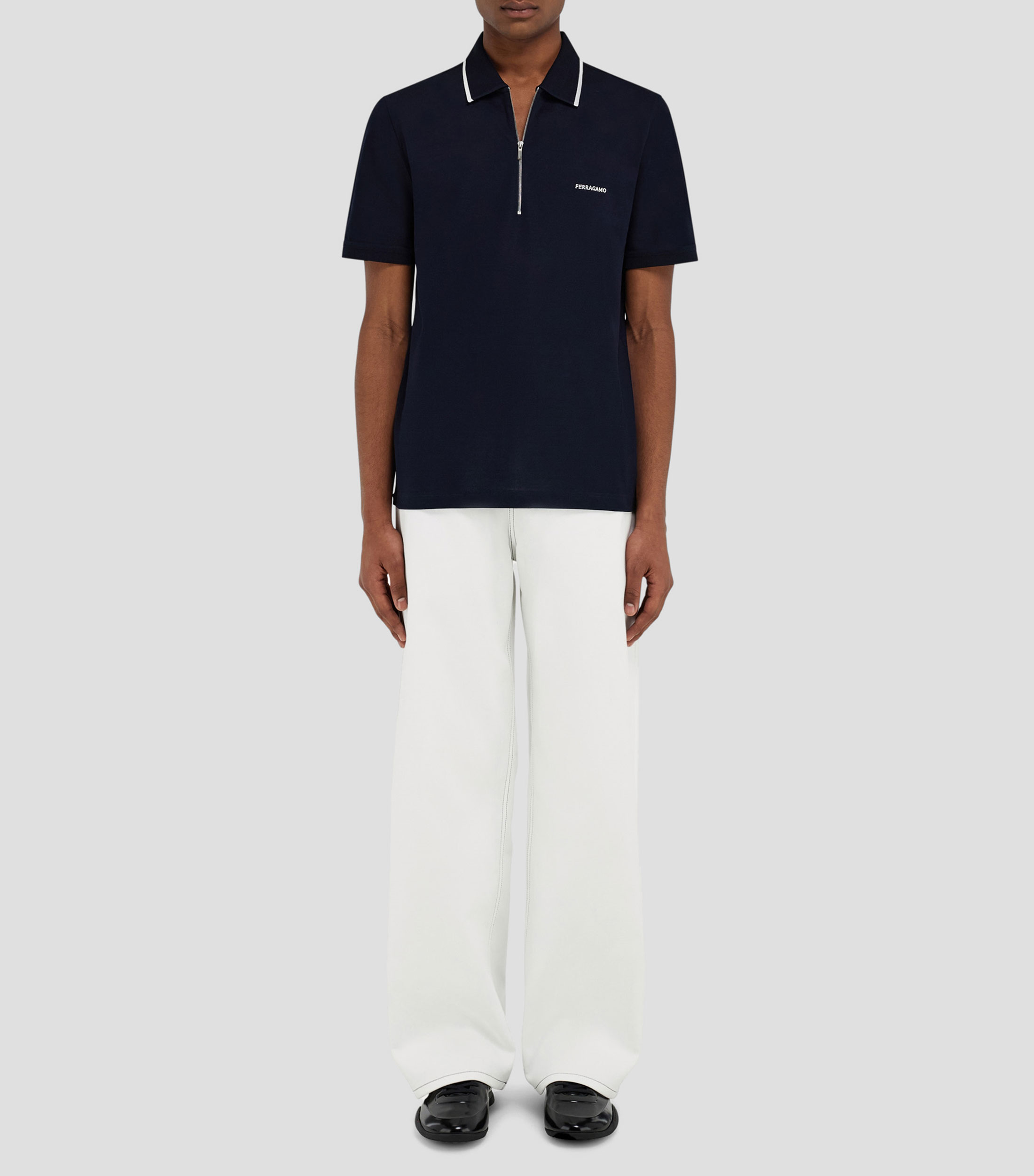 Polo de algodon con cremallera Hombre