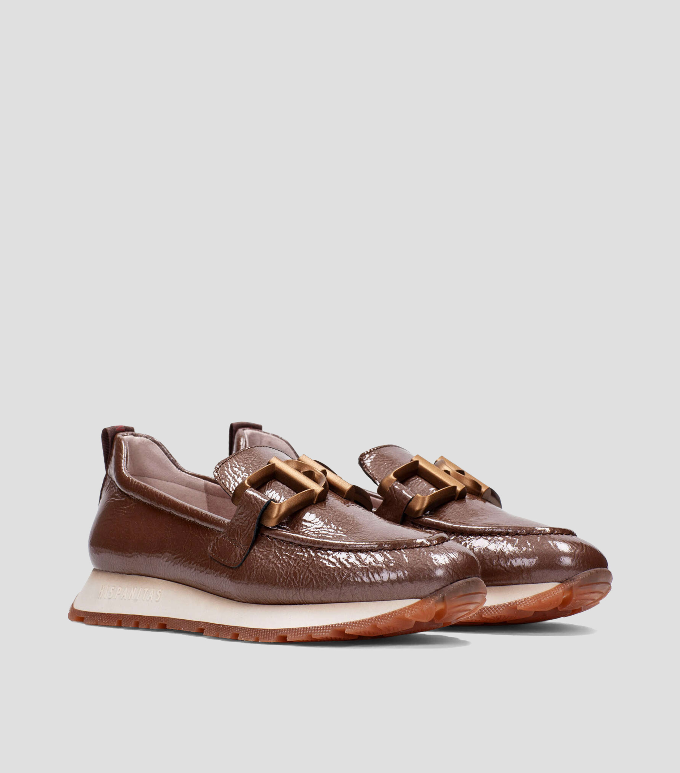 Mocasines Sport Kansas en piel tipo charol con herraje Mujer