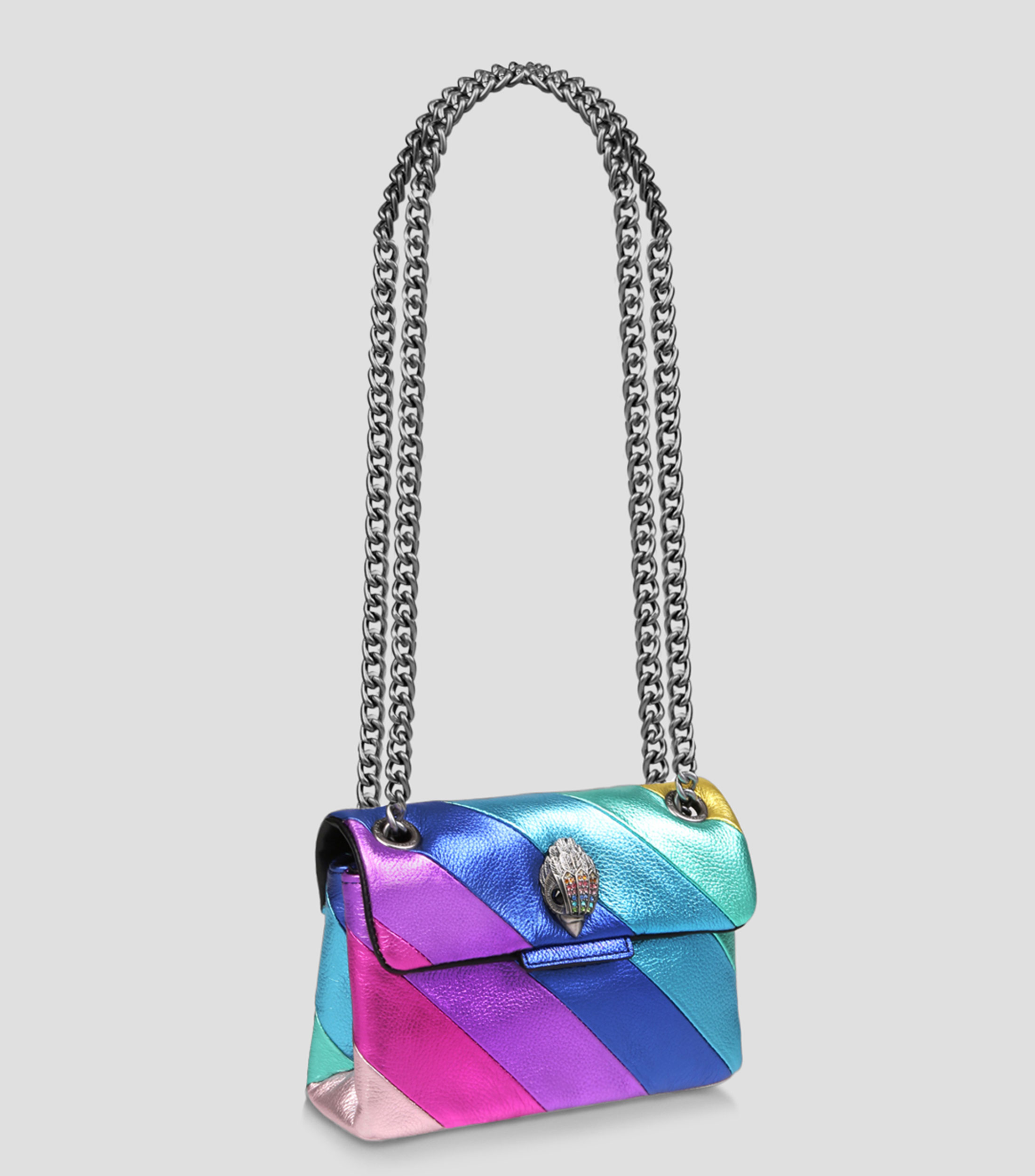 Bolsa crossbody en piel con rayas Kensington Mujer