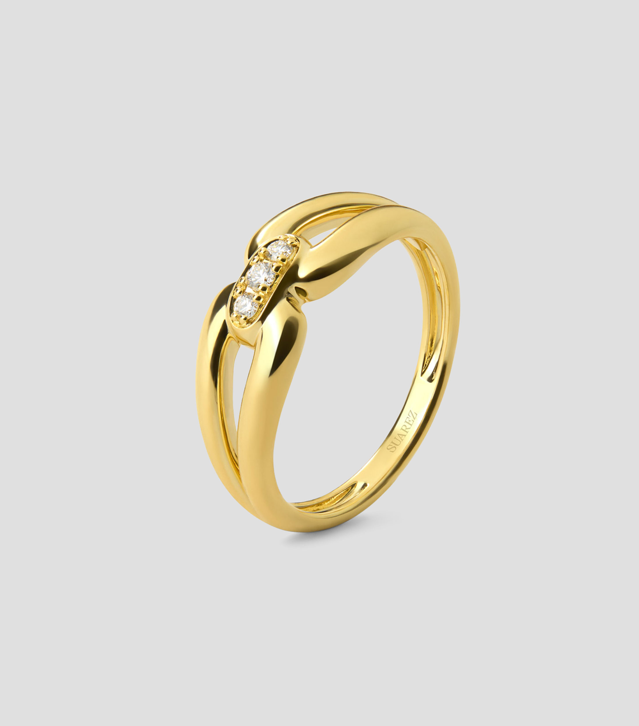 Anillo mini eslabón en Oro amarillo de 18 Kilates Cadenza con diamantes Mujer