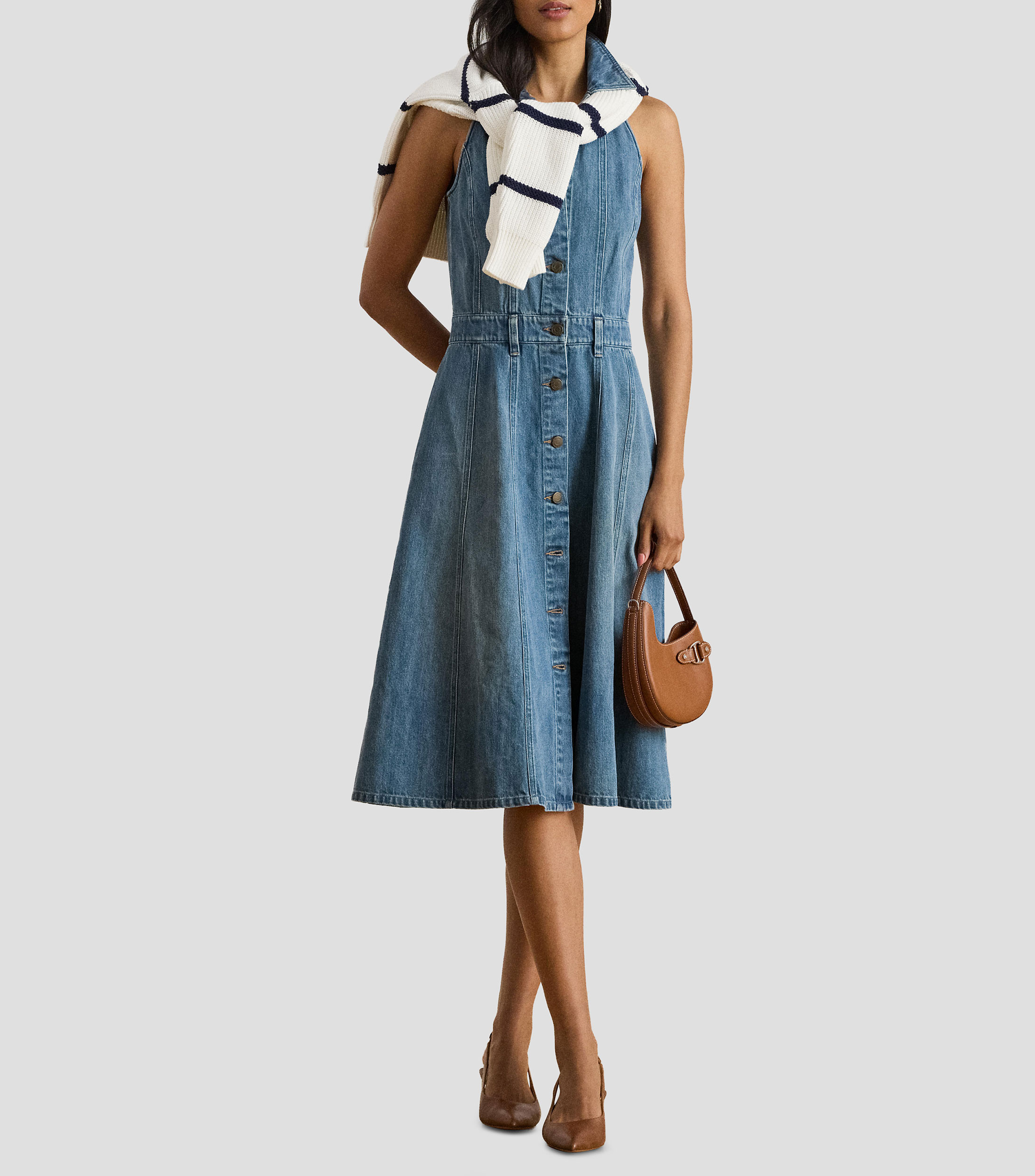 Vestido midi liso Mujer