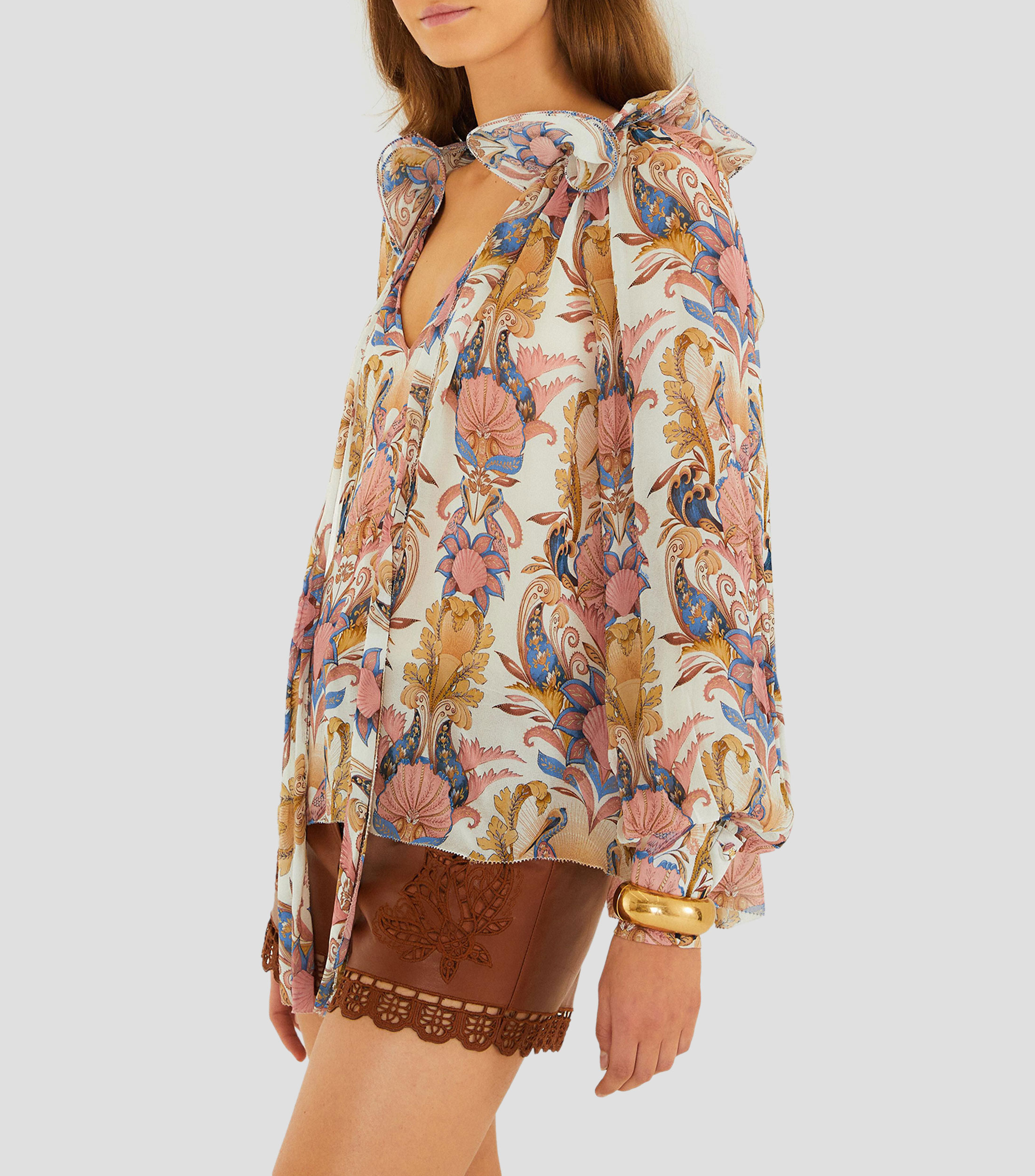 Blusa con diseño fantasía tipo paisley de manga larga Sea Garden Mujer