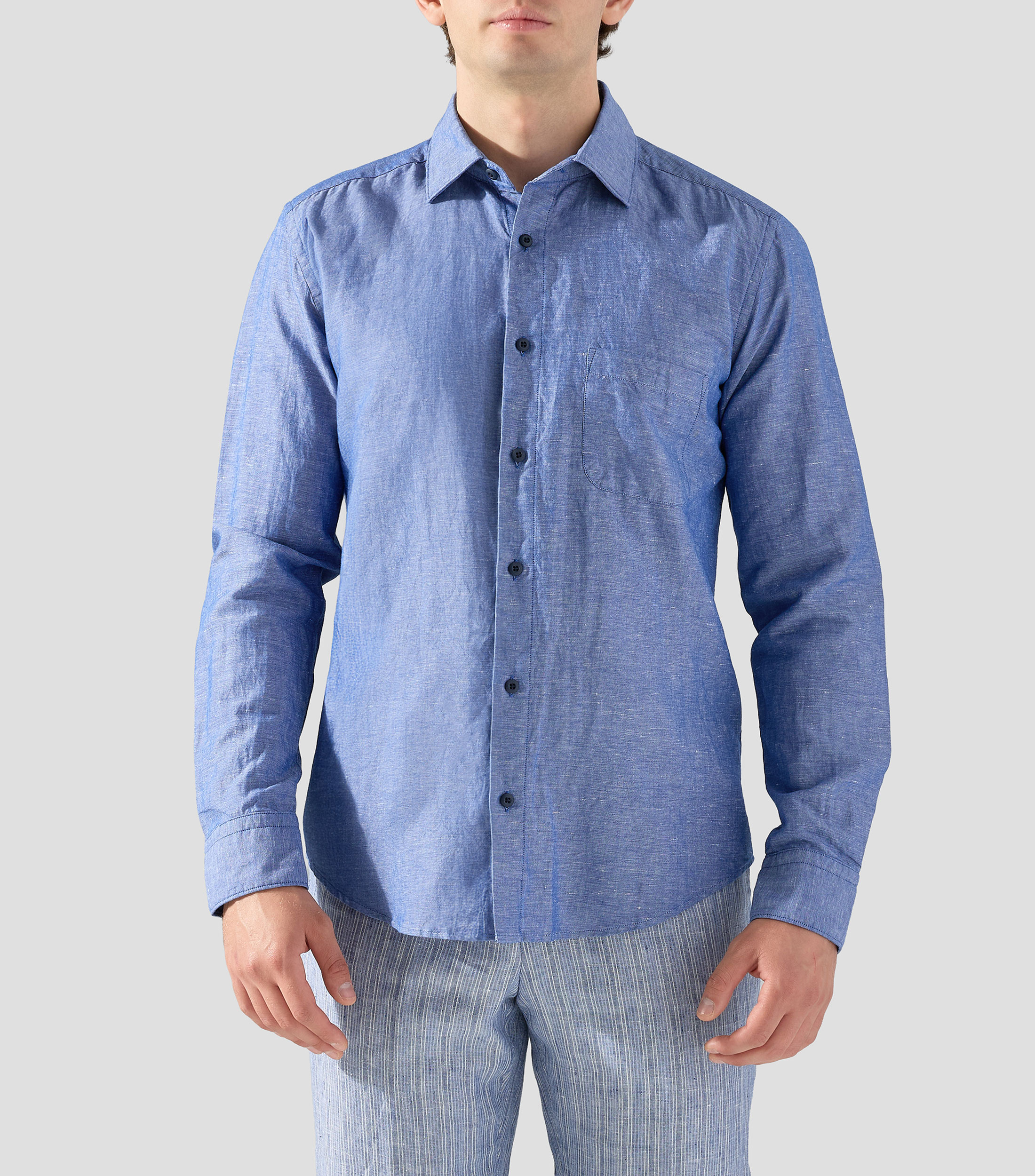 Camisa jaspeada manga larga Hombre