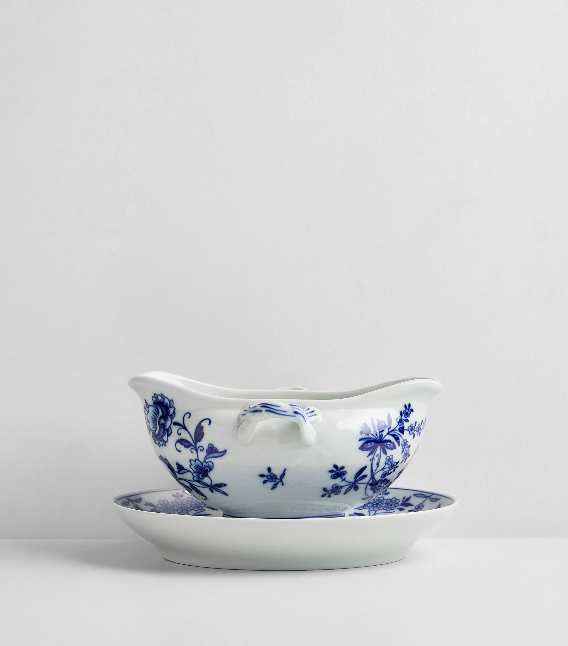 Salsera con plato Margao blanco con azul