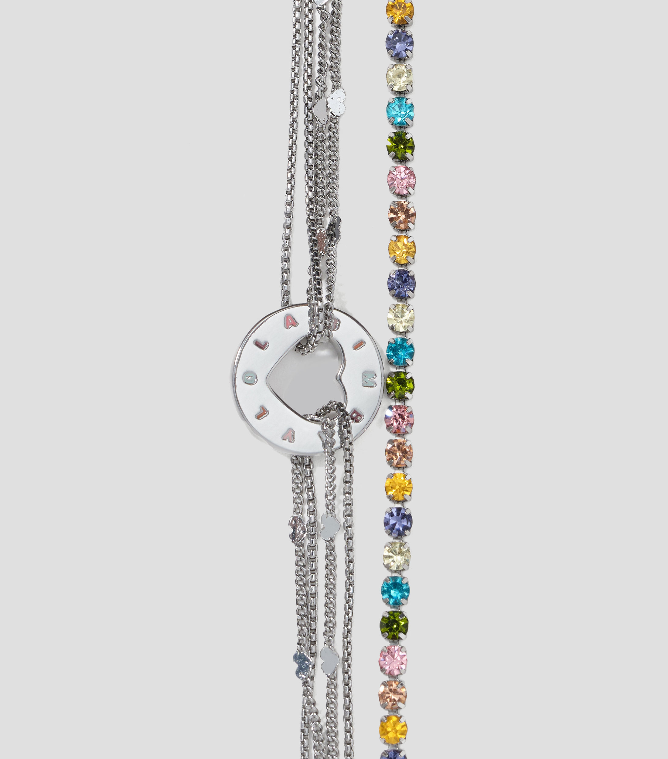 Pulsera multicadenas logo plateado Mujer