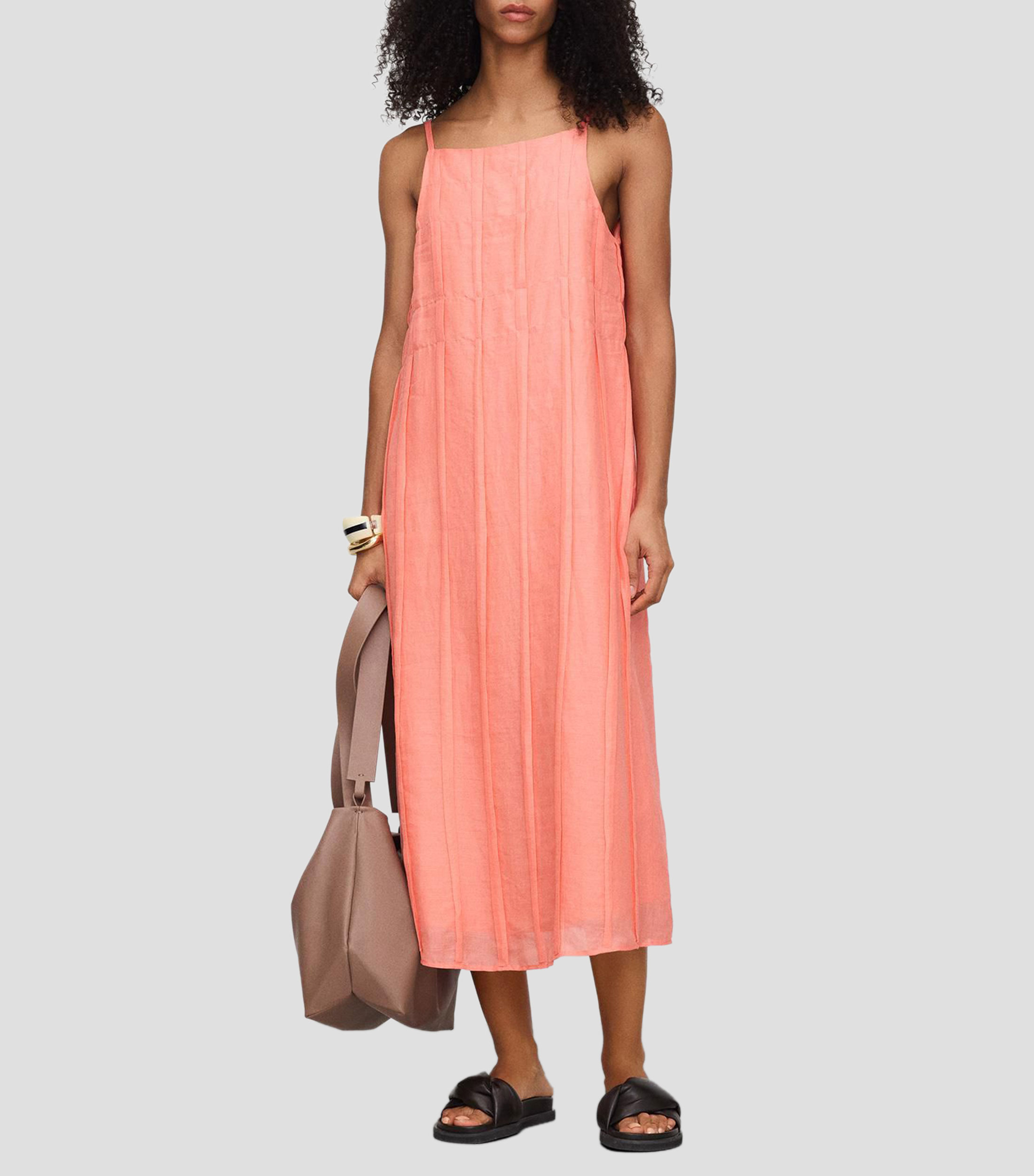 Vestido largo liso Mujer