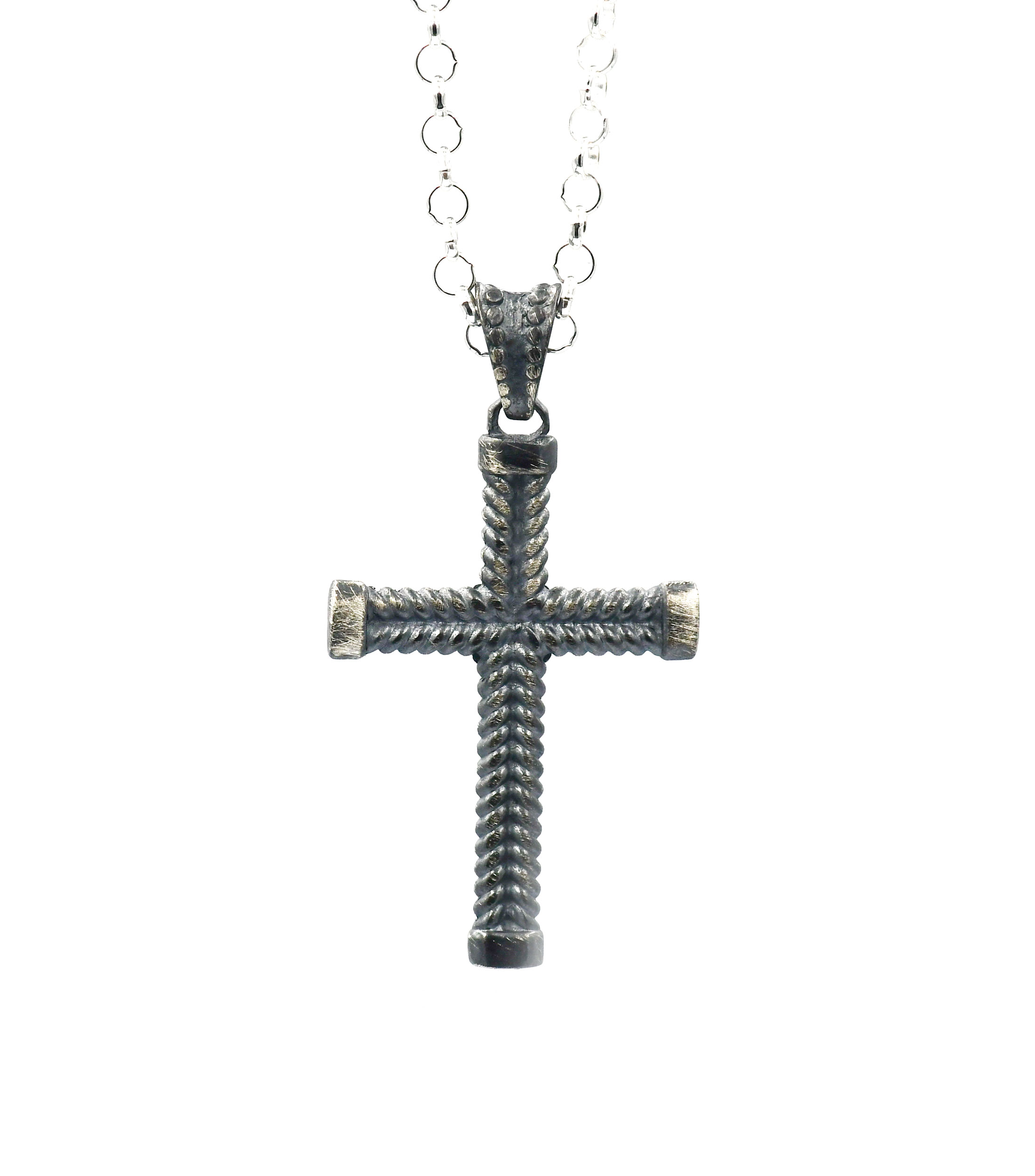 Dije en plata Rope Cross Unisex