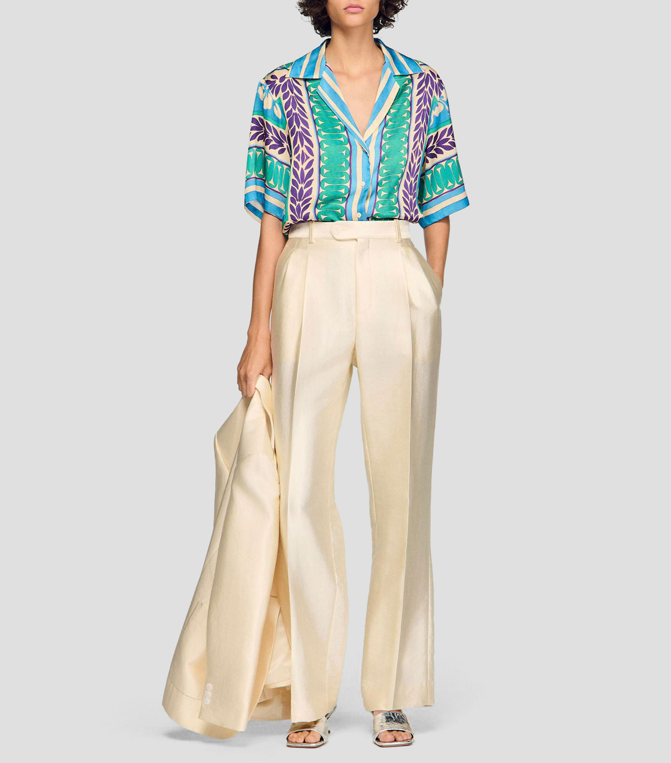 Camisa estampada manga corta Mujer