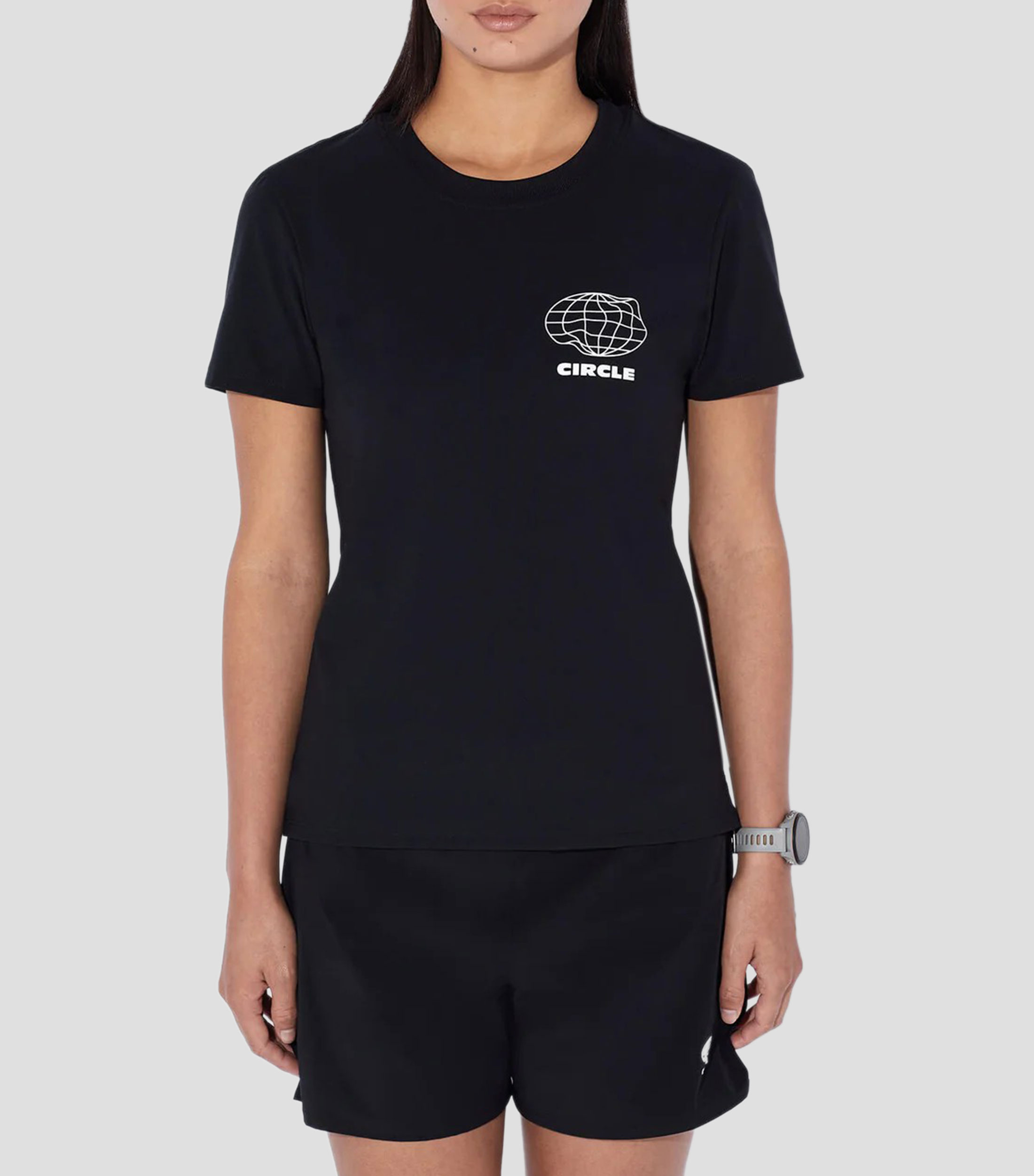 Playera para correr Athletic Run de cuello redondo con manga corta lisa Mujer