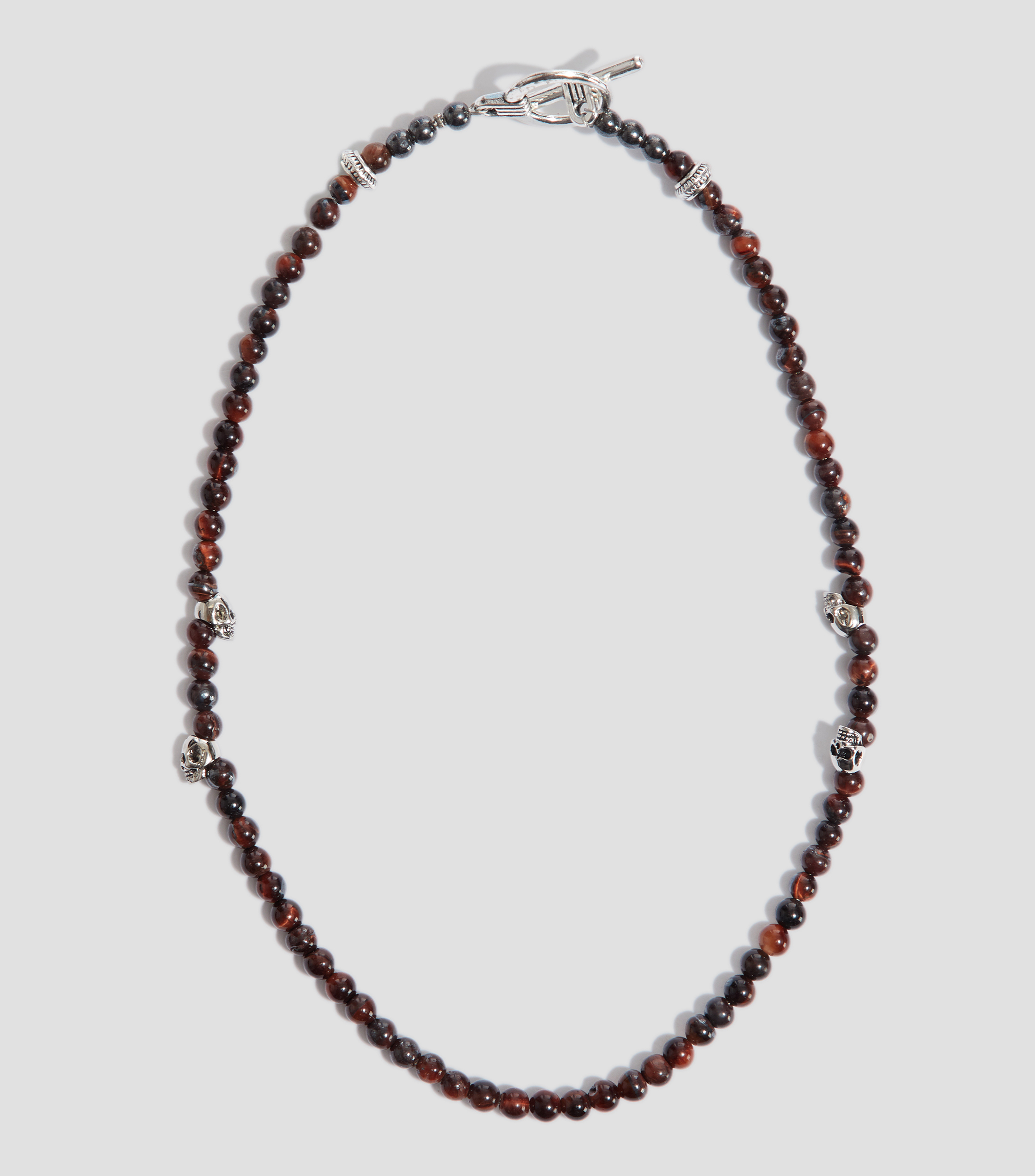 Pulsera de doble vuelta en plata con piedra ojo de halcón Hombre