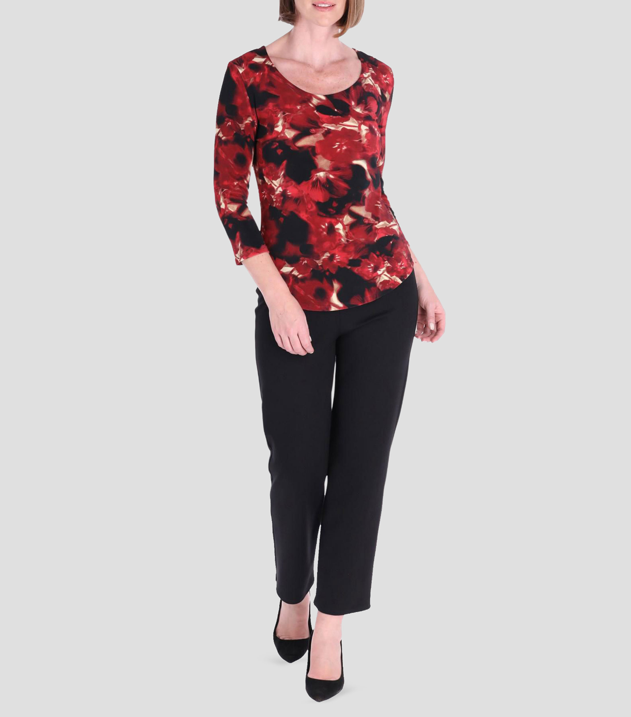 Blusa con estampado manga 3/4 Mujer