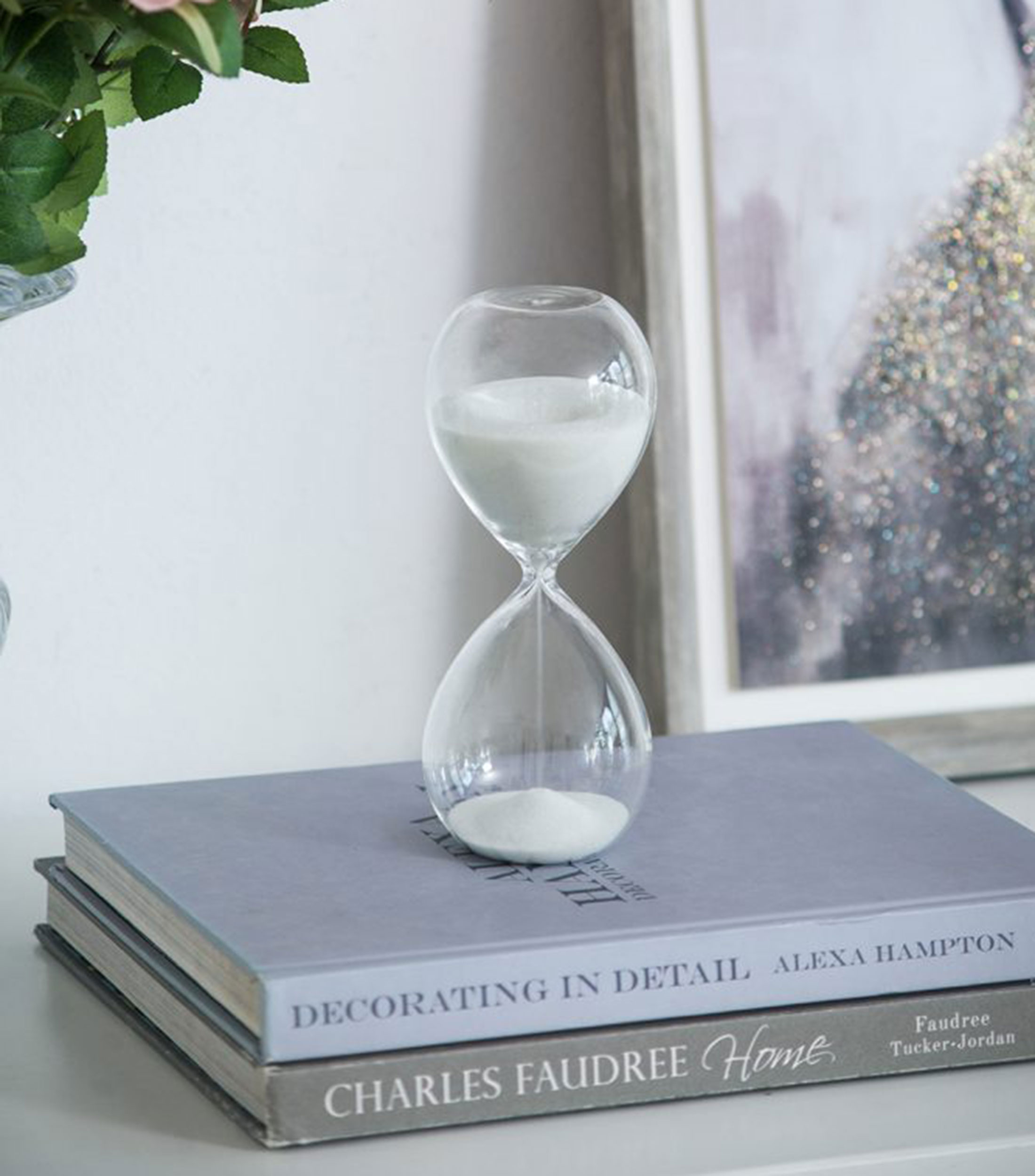 Reloj de arena decorativo en vidrio