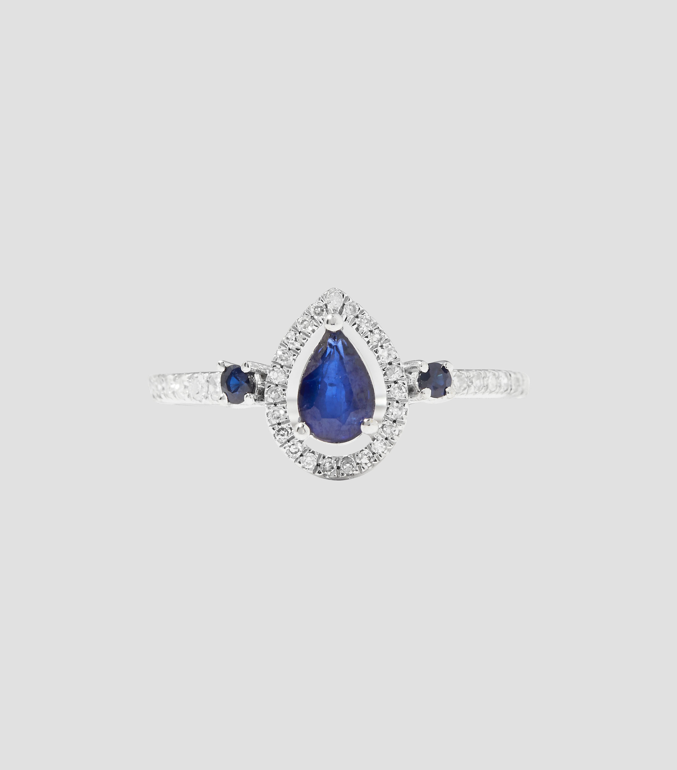 Anillo en oro de 14 kilates con zafiro Mujer