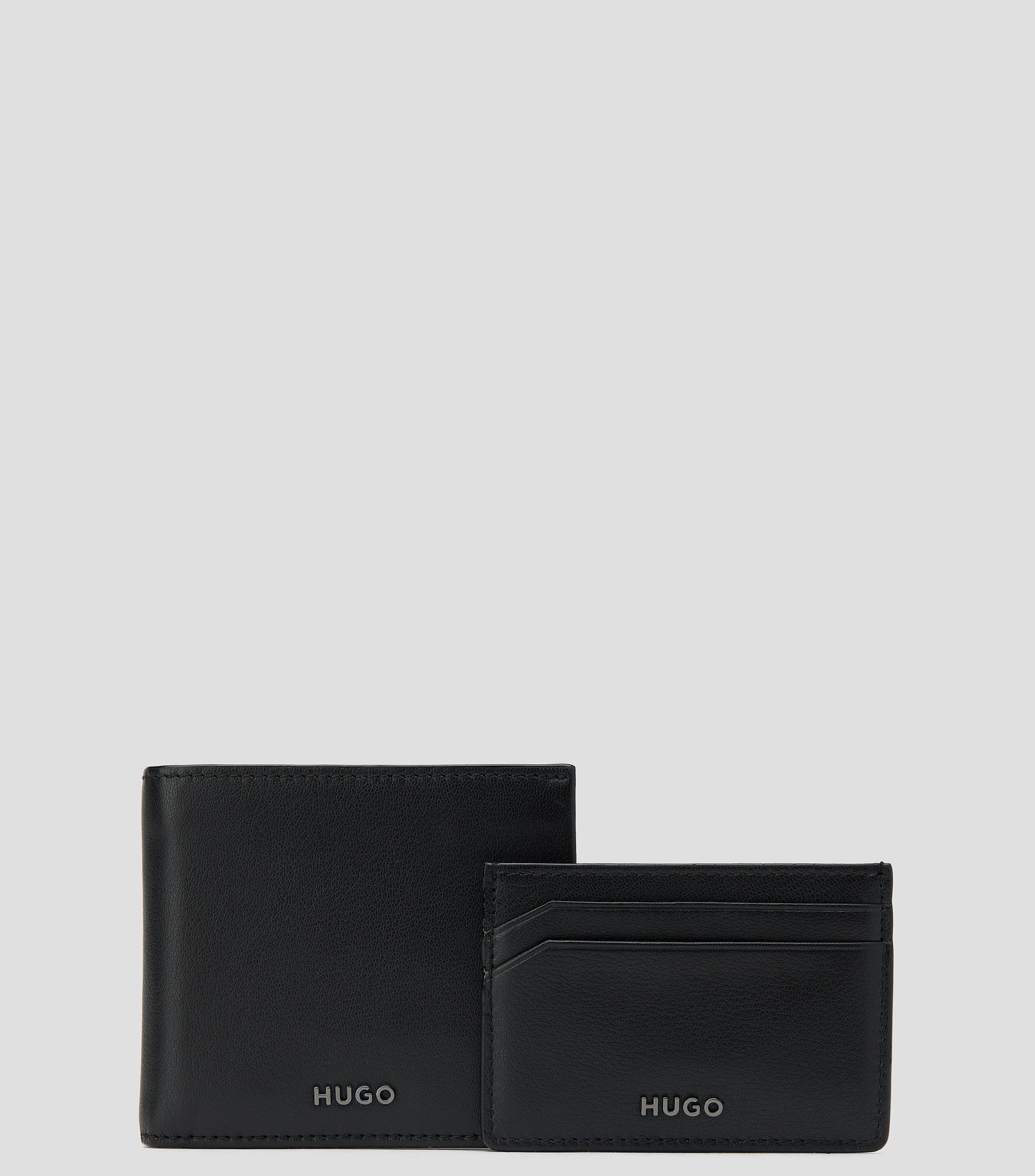 Set de regalo de cartera y tarjetero de piel con logo Hombre