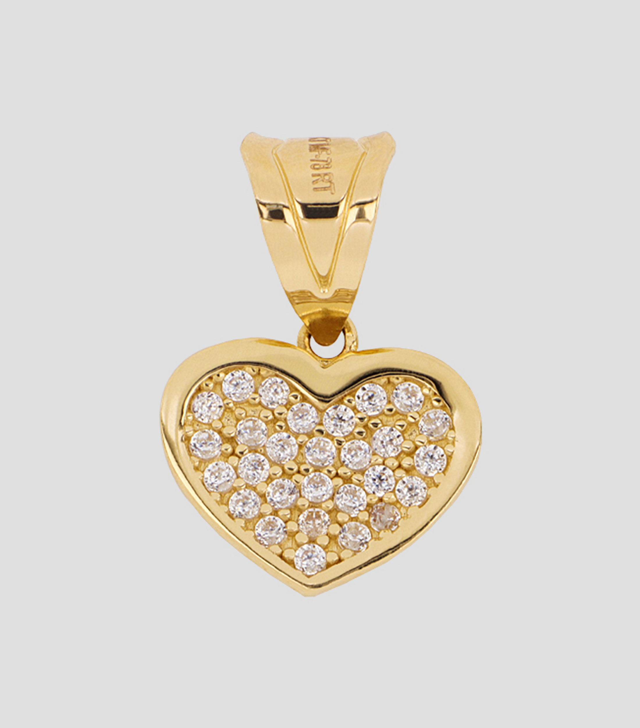 Dije de corazón en oro amarillo 14 kilates con circonitas Mujer