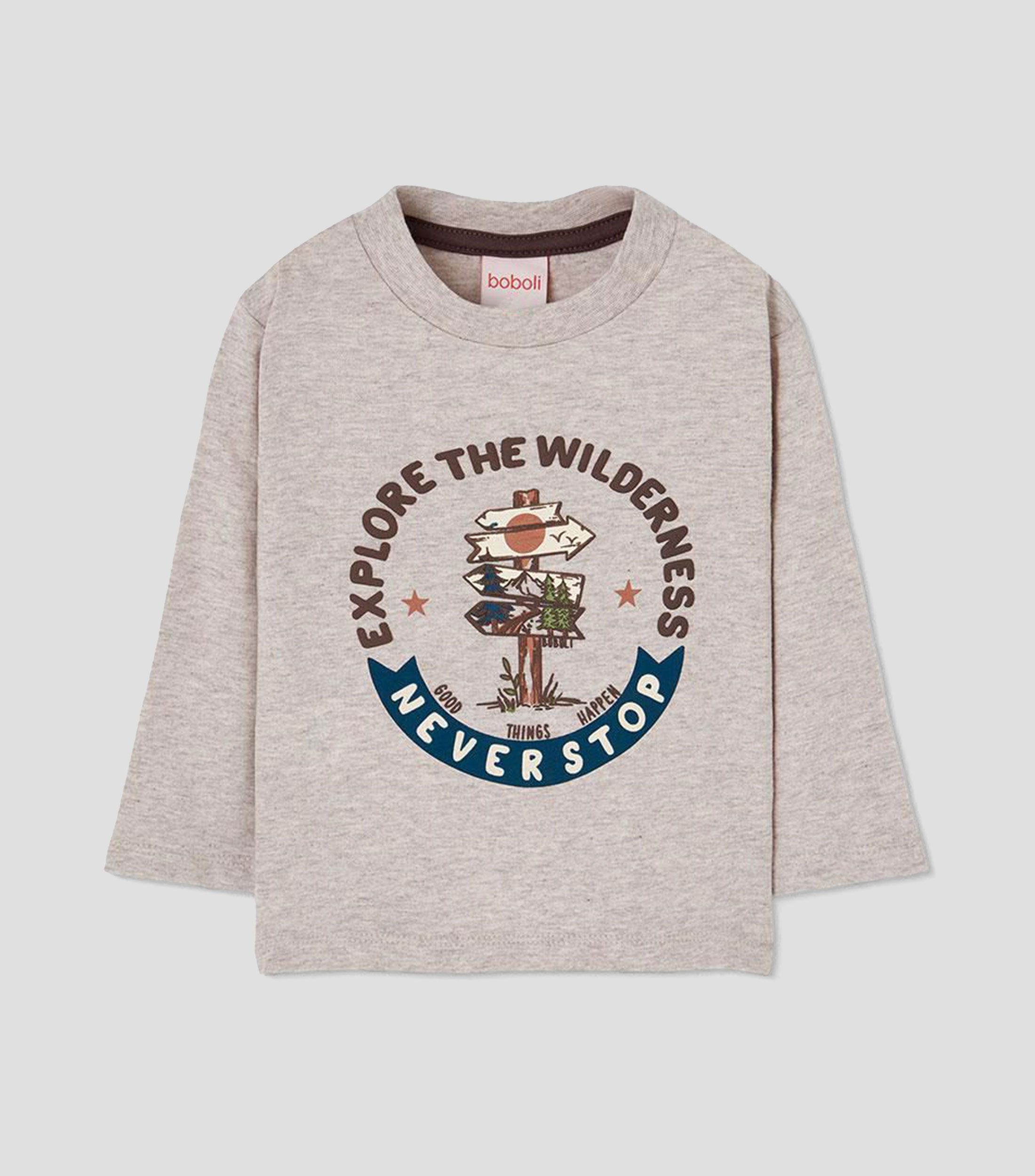 Playera de cuello redondo con manga larga estampada Bebé
