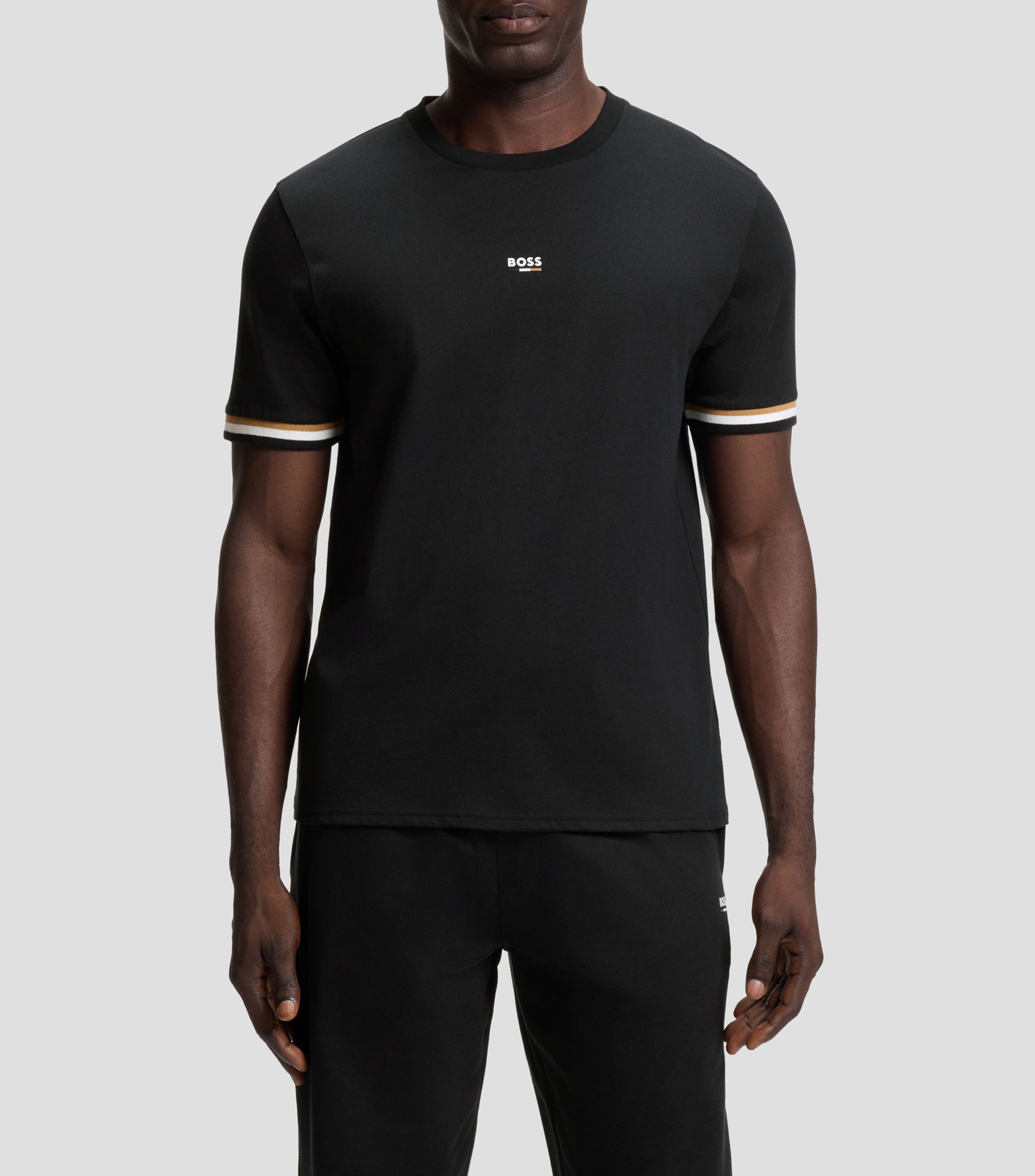 Playera BOSS de algodón para niños con rayas distintivas y logo Hombre