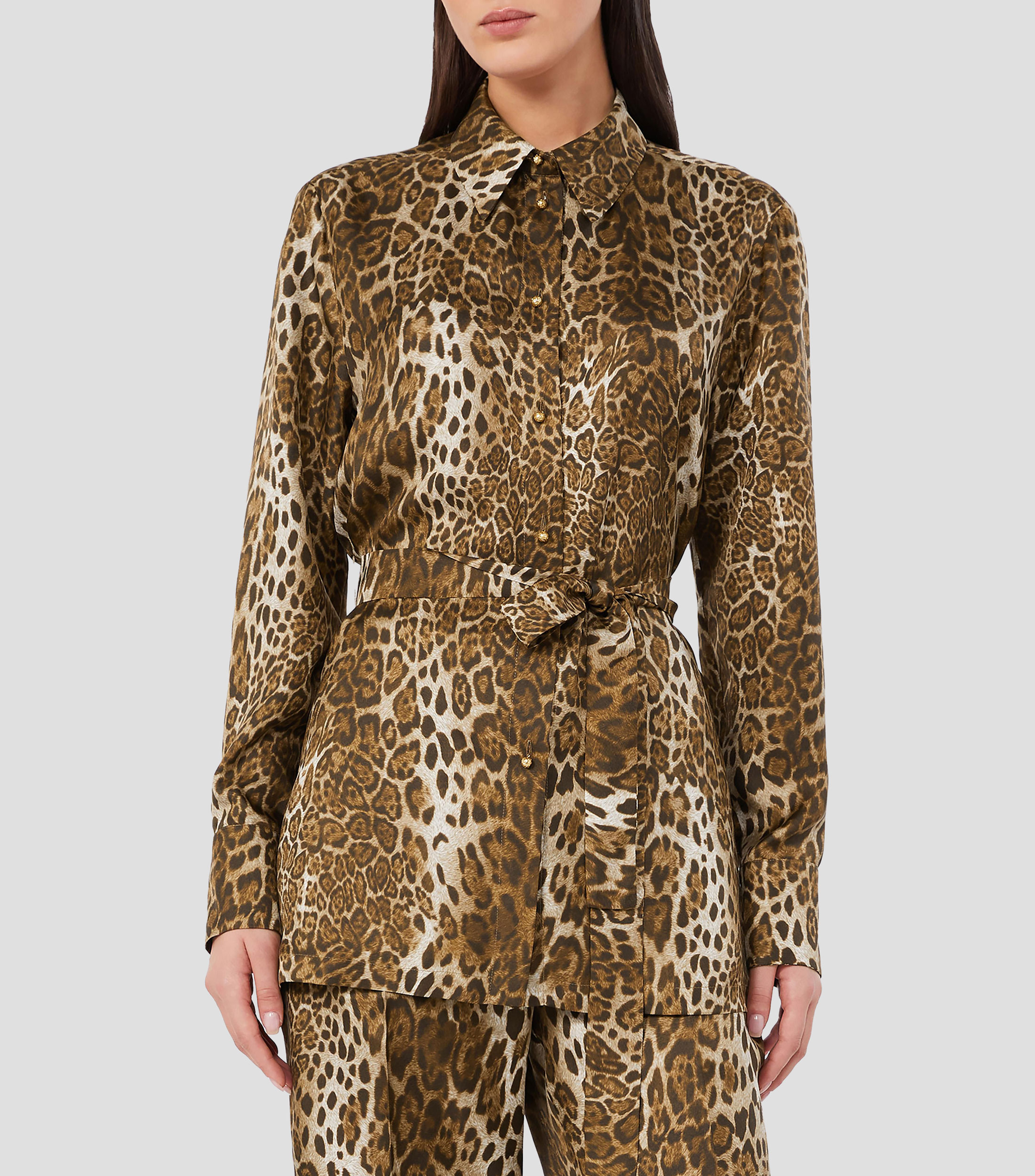 Blusa animalprint manga larga Mujer