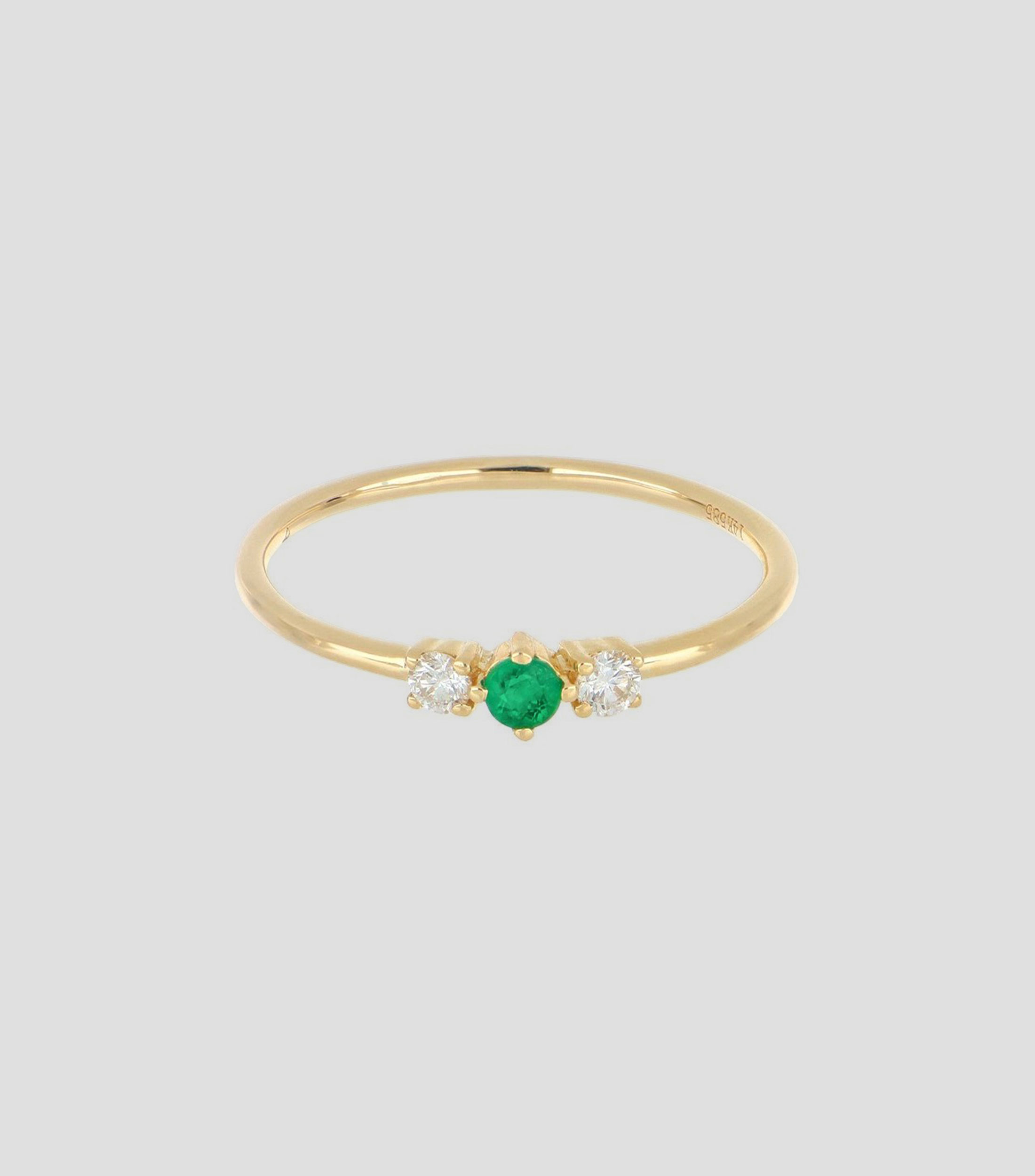 Anillo en oro con esmeralda y diamante Mujer