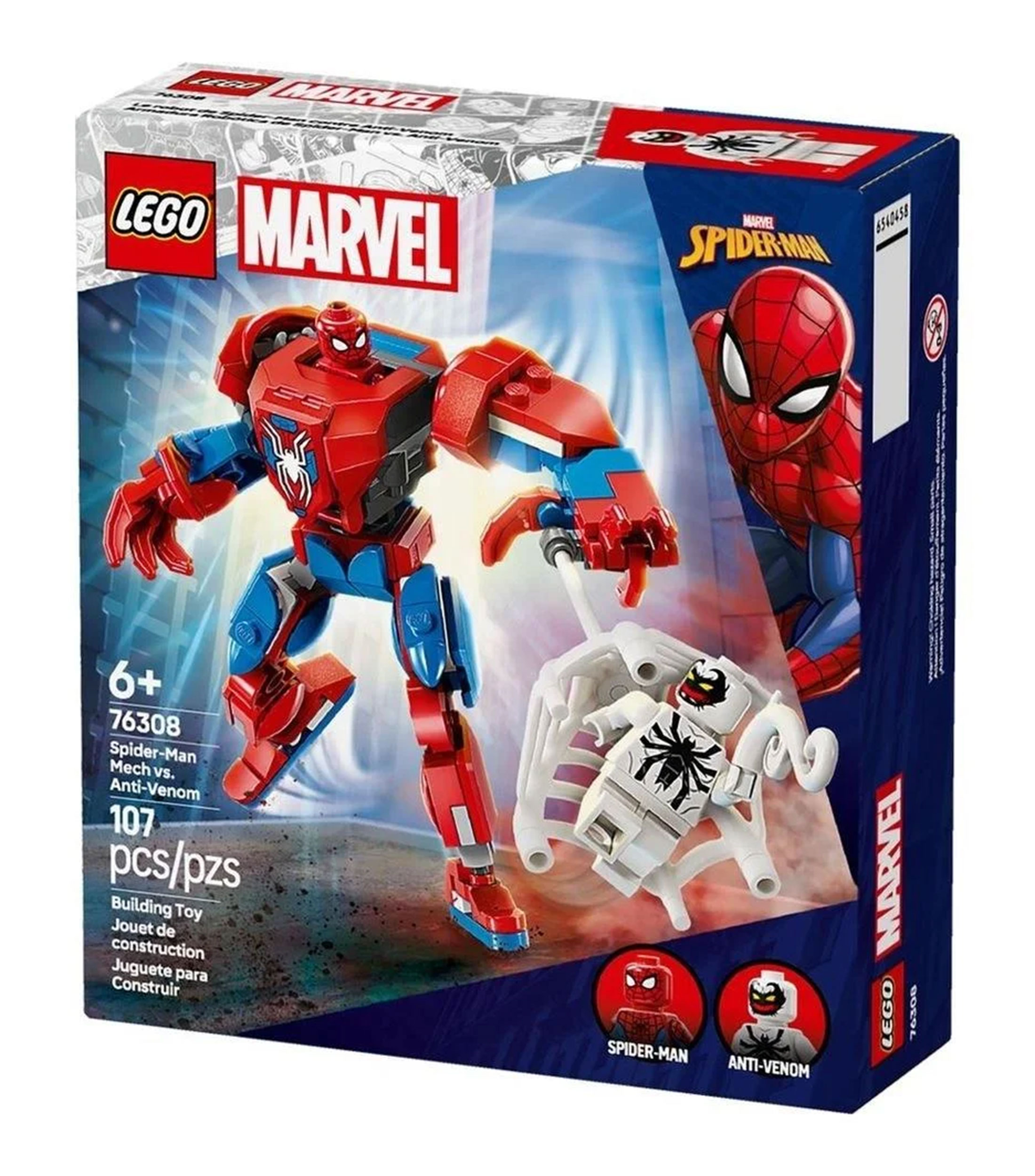 Lego Marvel Armadura Robótica de Spiderman vs. AntiVenom 76308