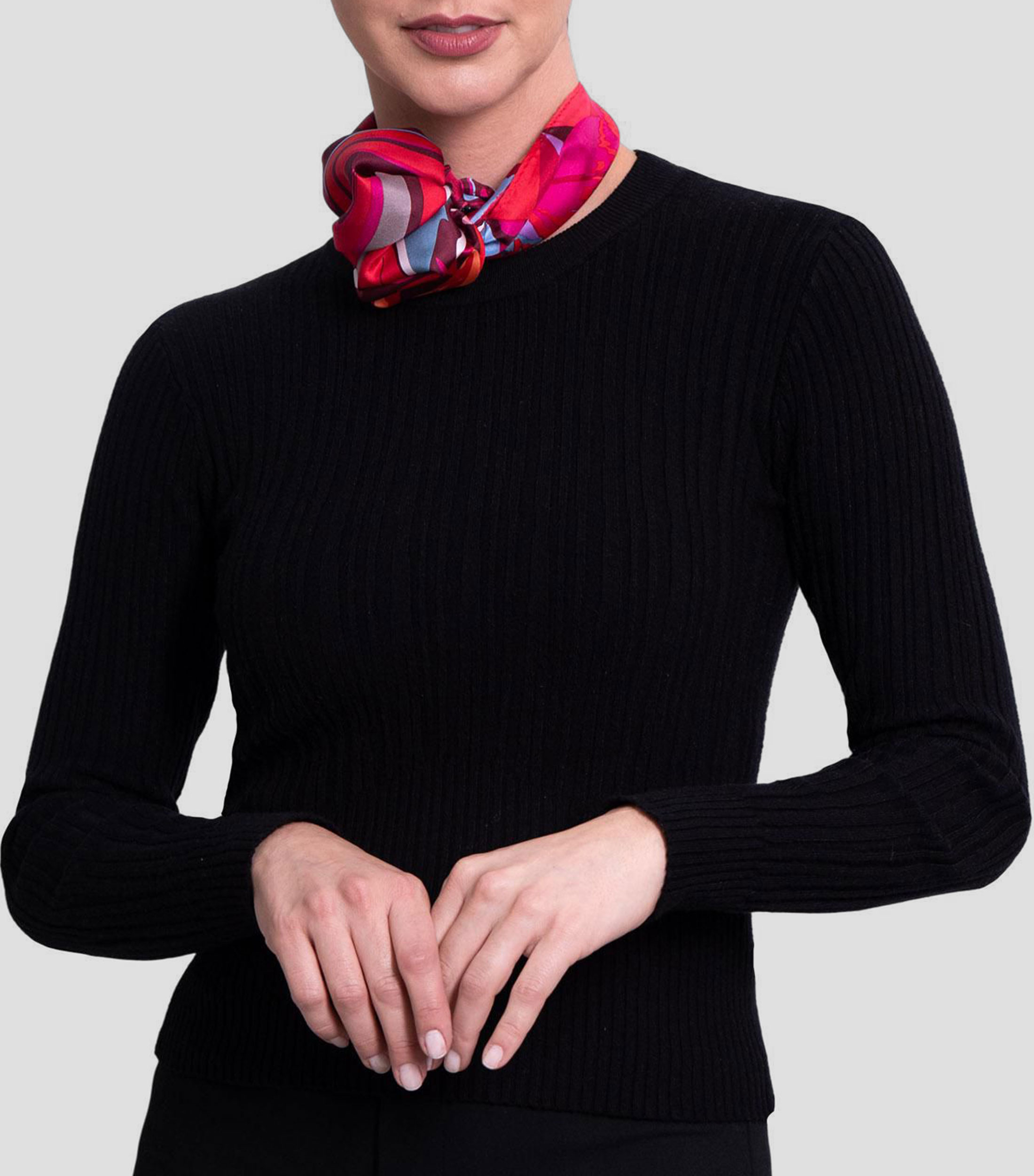Mascada en seda vino estampada Mujer