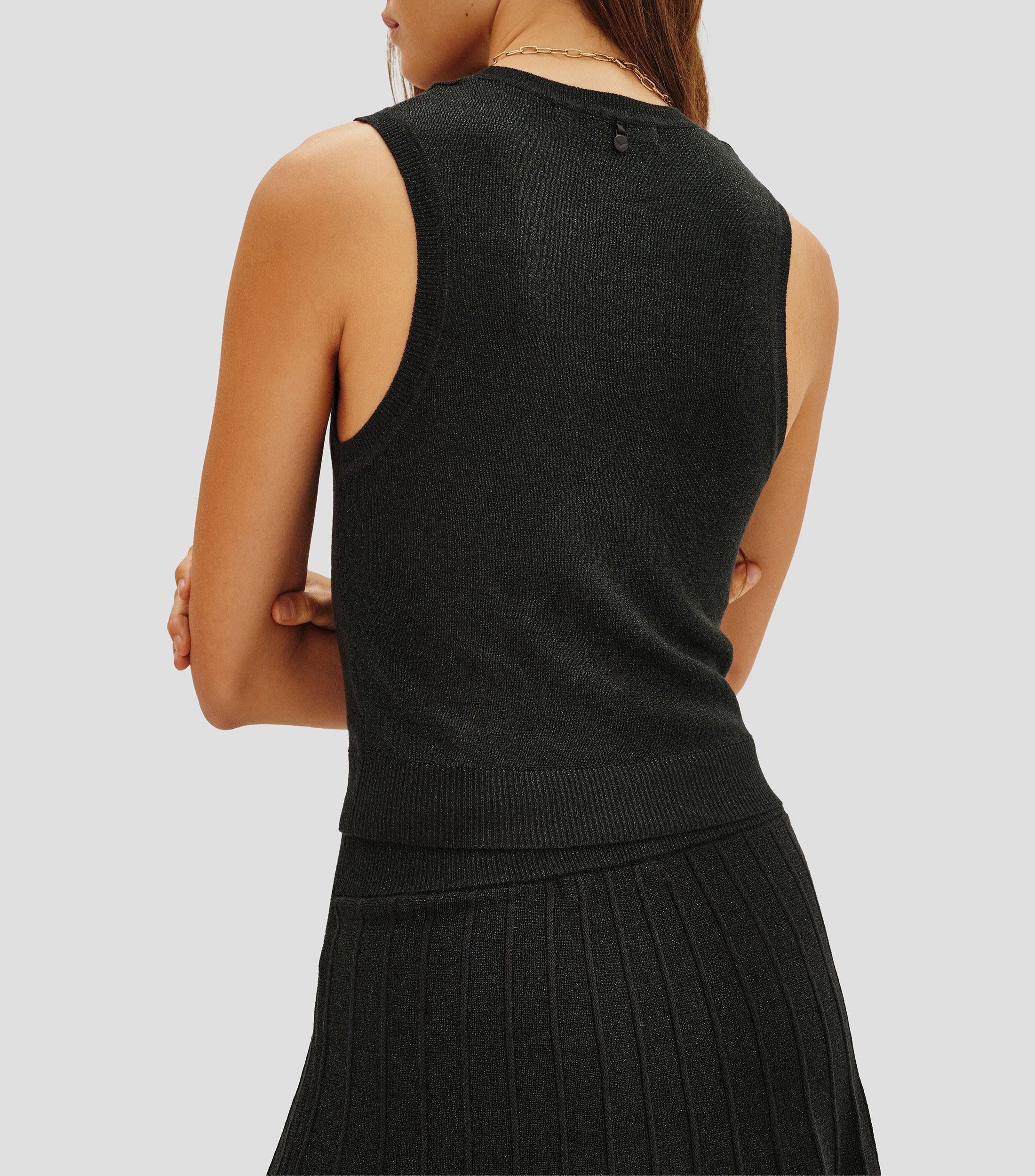 Blusa lisa con textura sin mangas Mujer