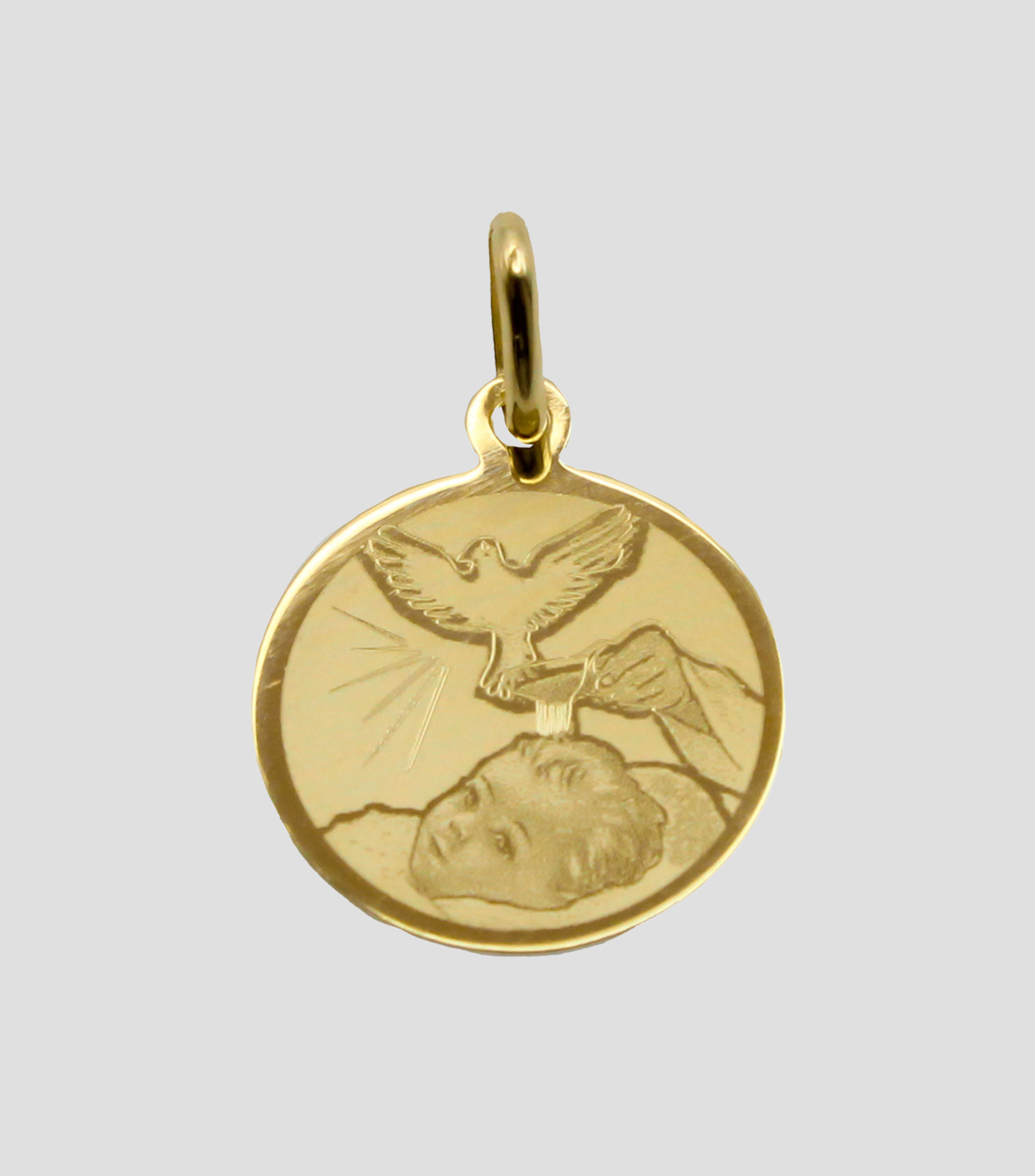 Medalla de Bautizo en Oro de 14 Kilates Mujer