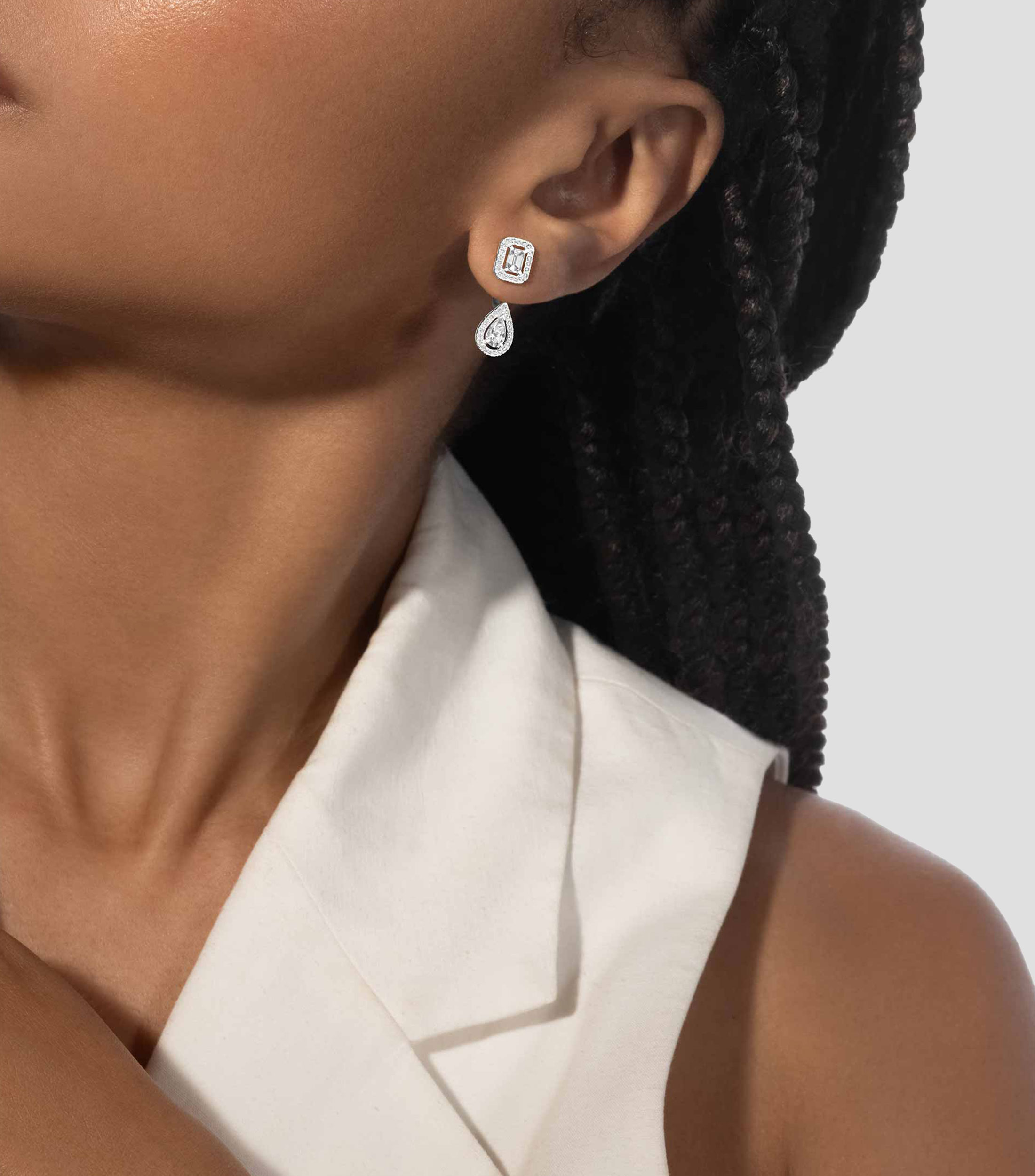 Aretes en Oro blanco de 18 Kilates con diamantes My Twin Toi & Moi Mujer