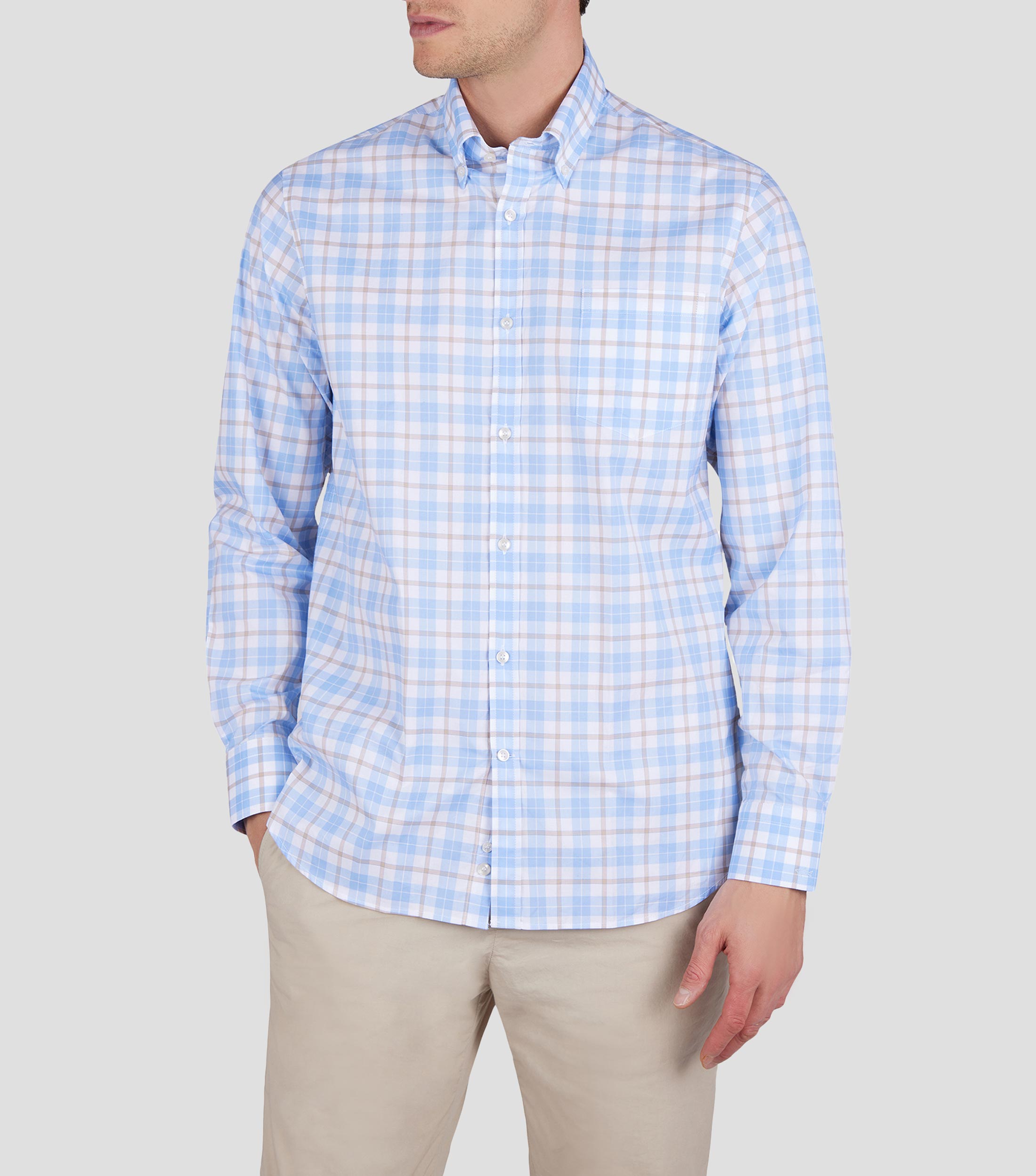 Camisa cuadros manga larga Hombre