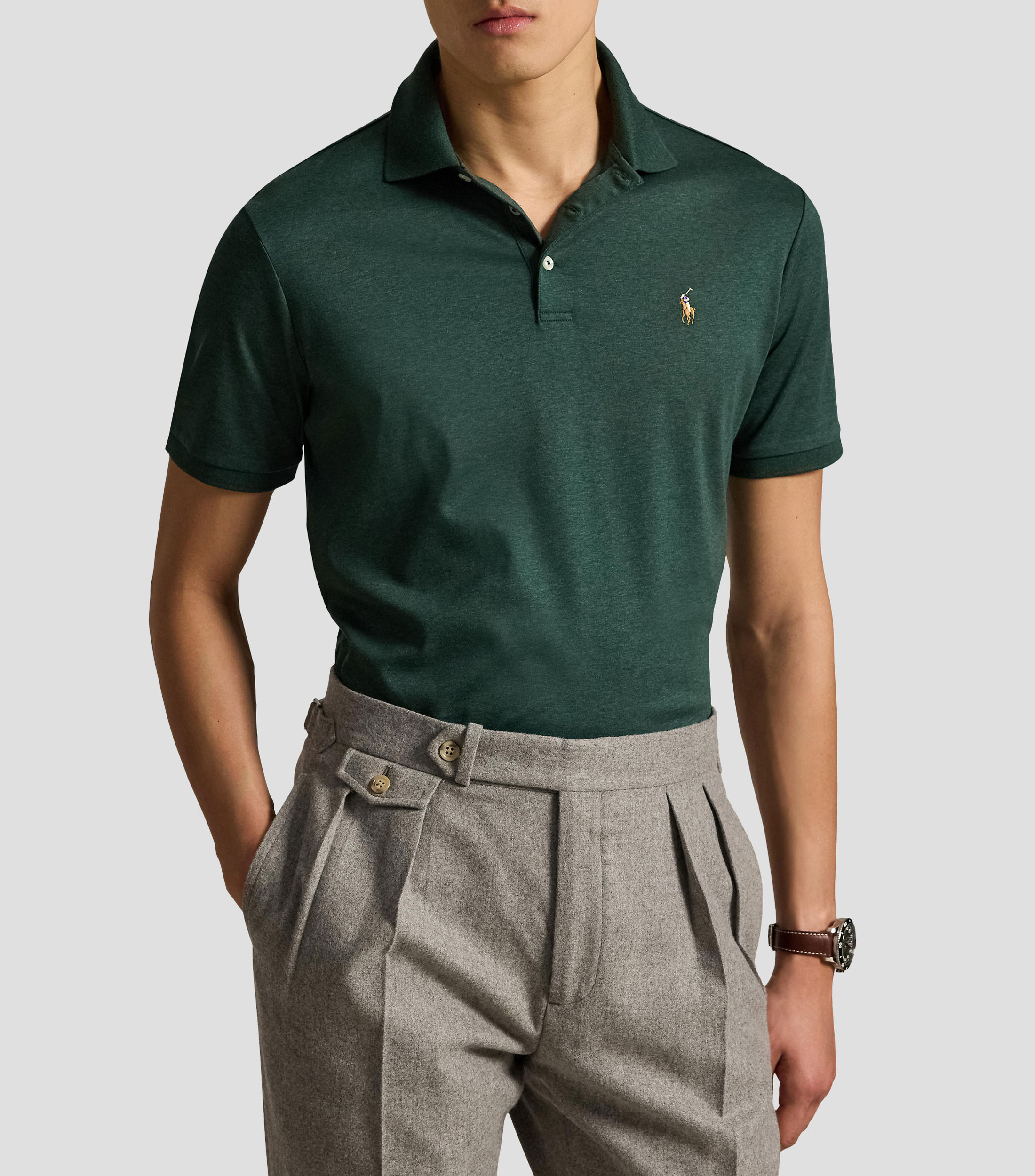 Playera Tipo Polo Manga Corta sólida Hombre