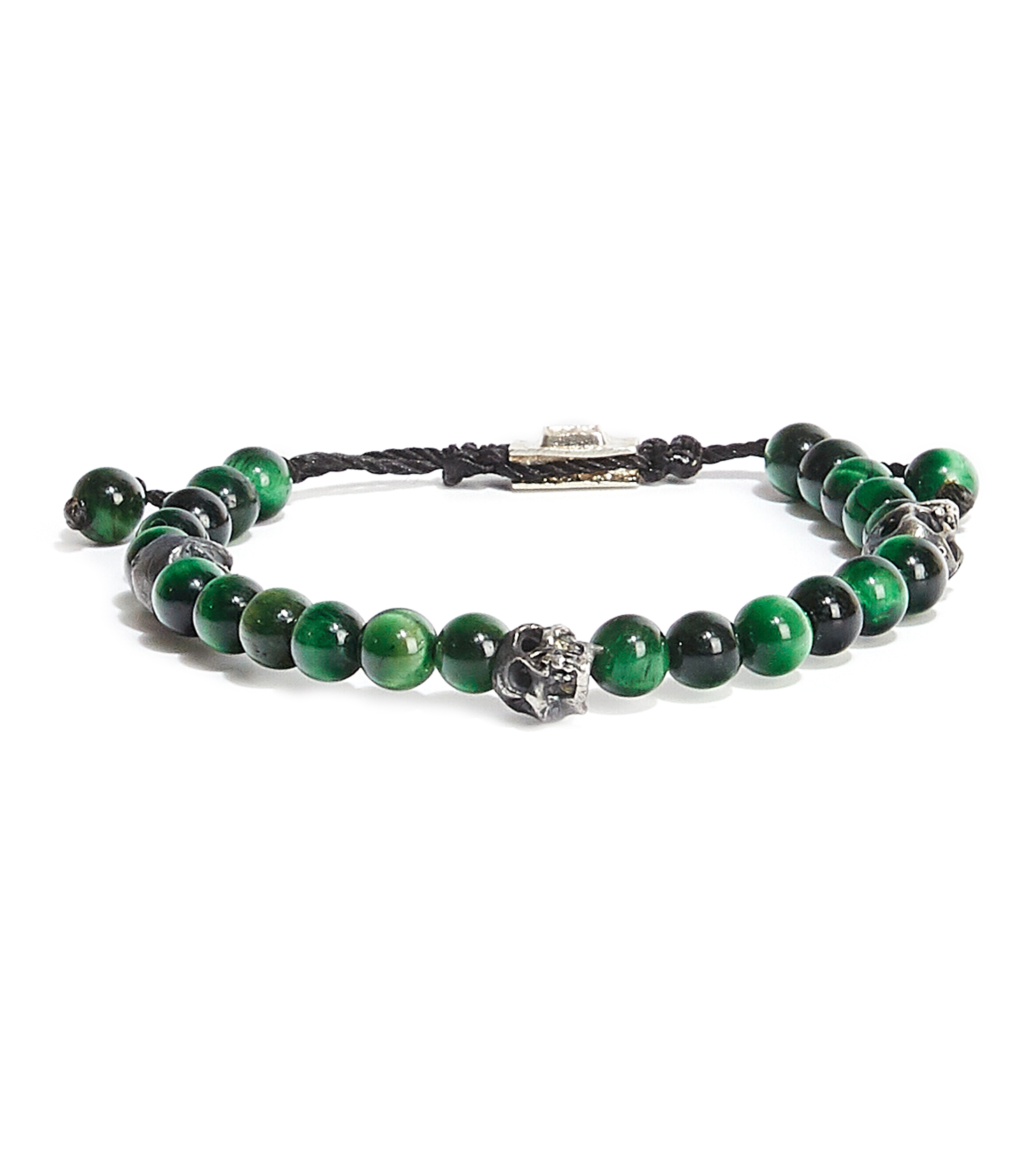 Pulsera ajustable con ojo de tigre y plata Hombre