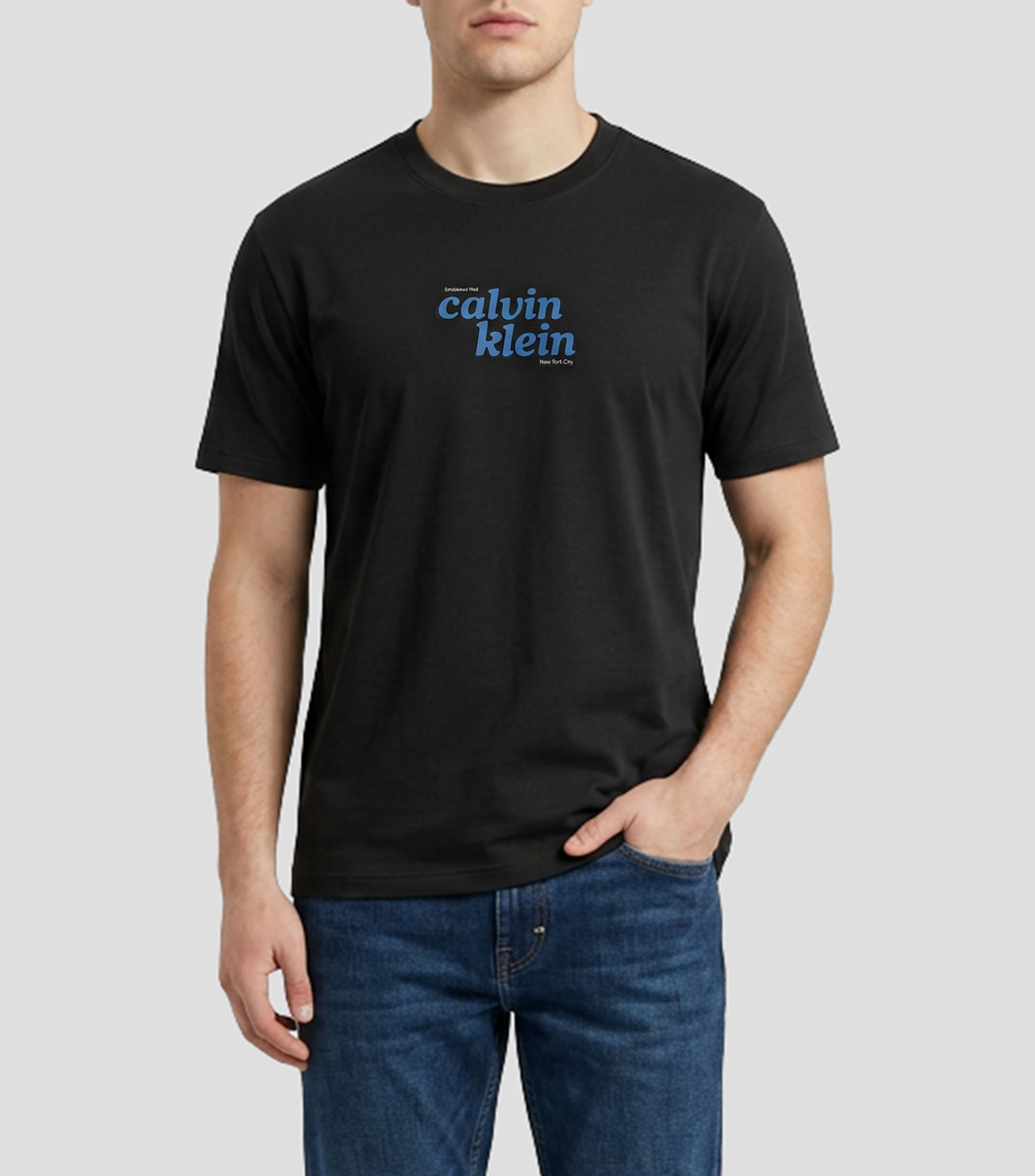 Playera cuello redondo manga corta con estampado Hombre