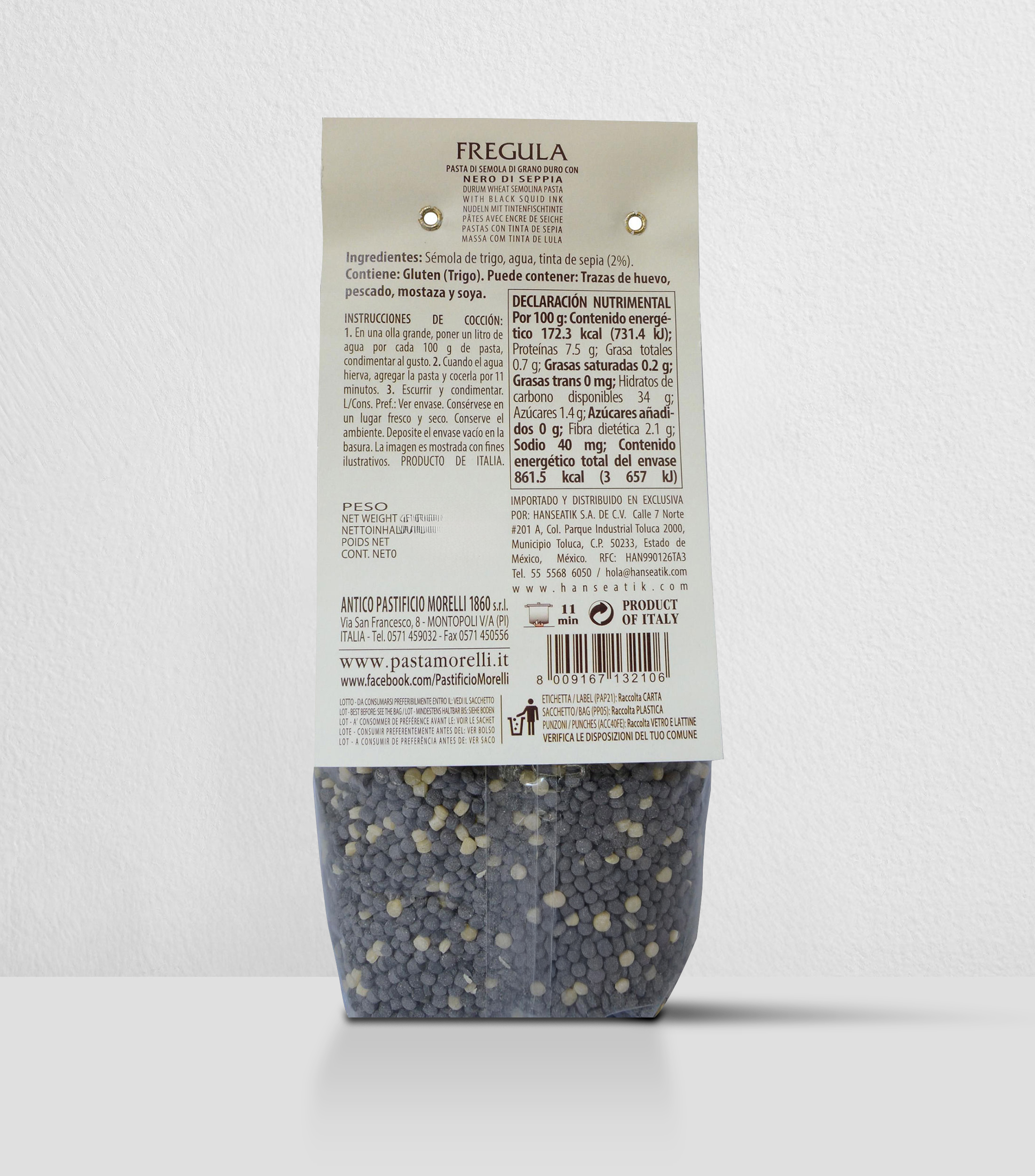 Fregula de tinta de Sepia y Grano Duro, 500 g