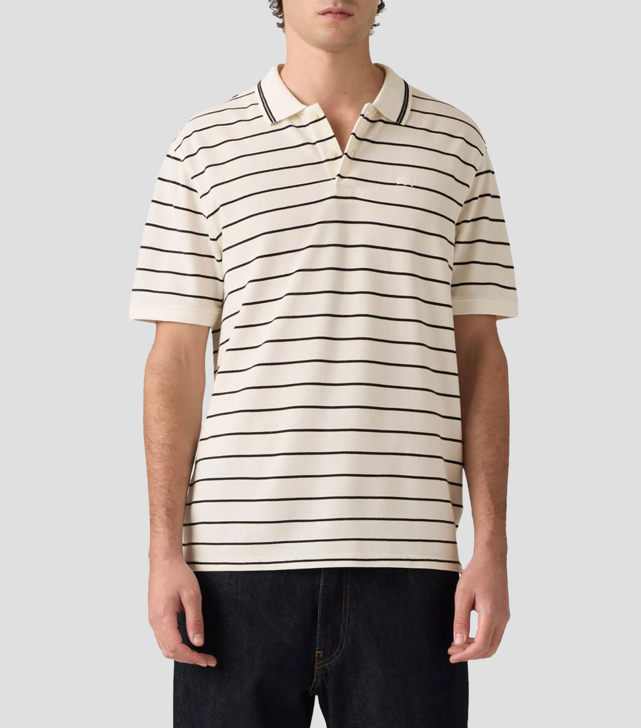 Playera tipo polo manga corta a rayas Hombre