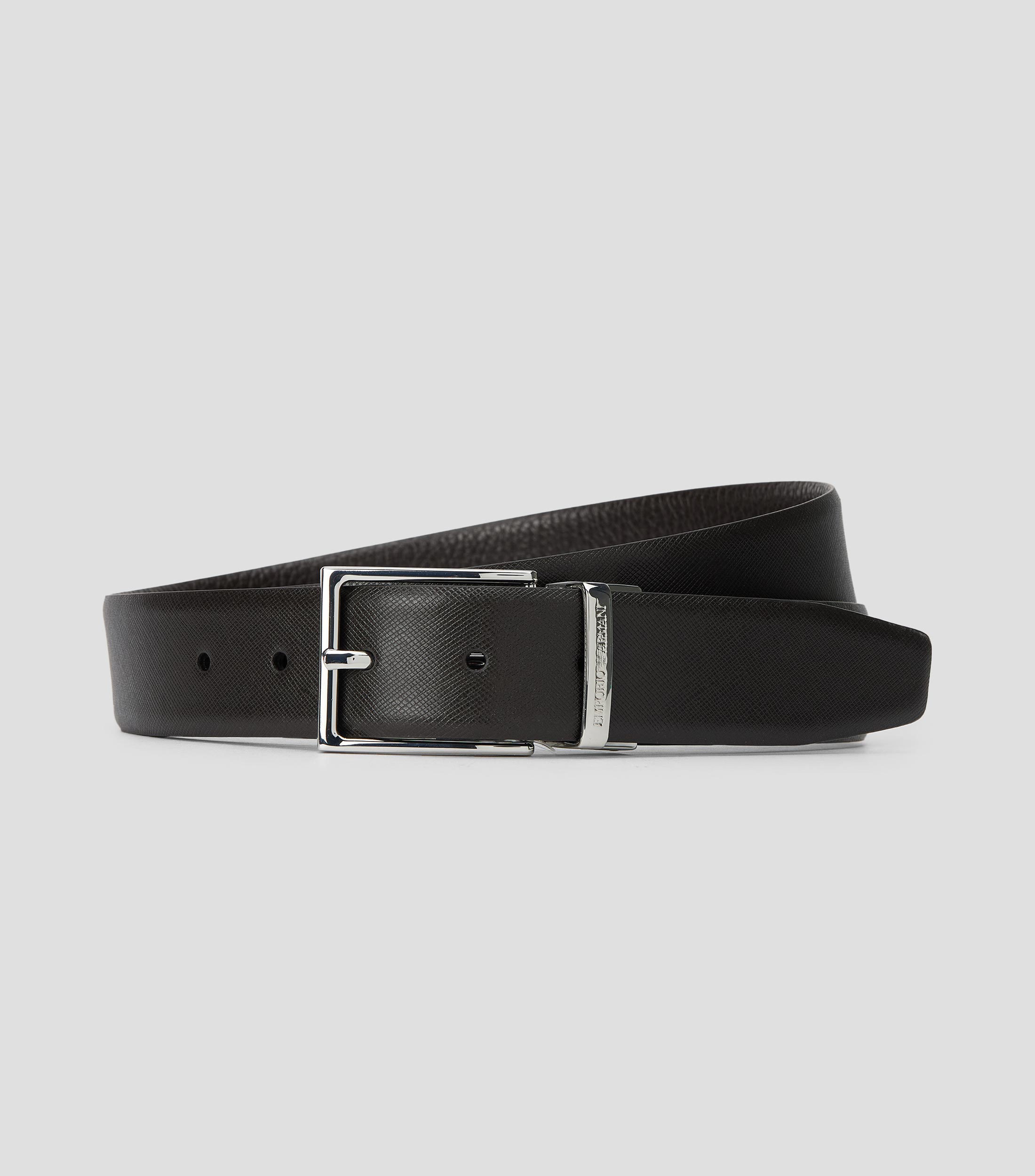 Cinturón reversible en piel café obscuro formal Hombre