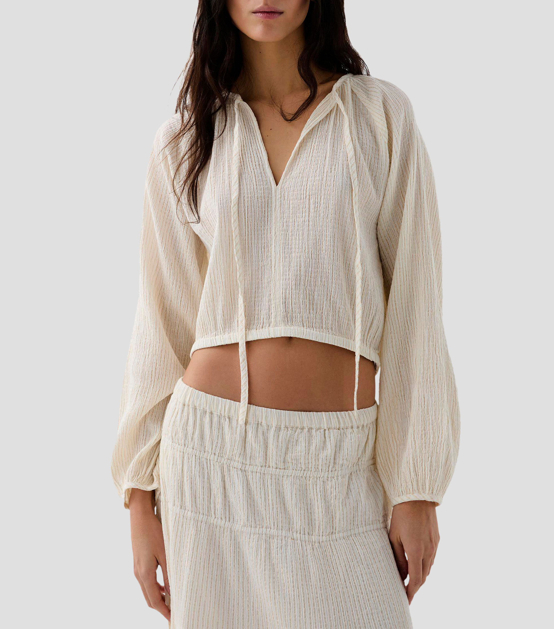 Blusa a rayas manga larga Mujer
