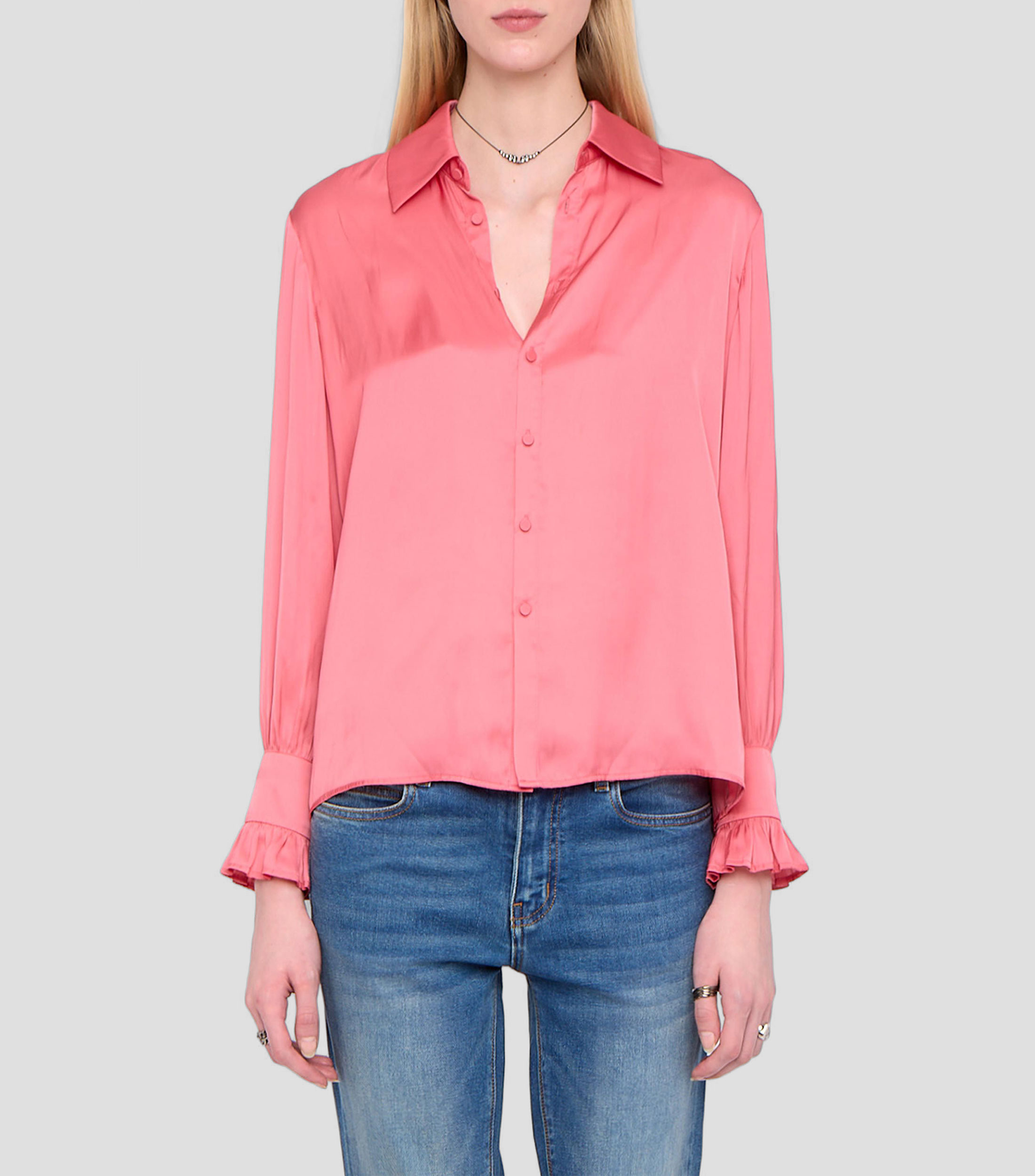 Camisa lisa manga larga Mujer